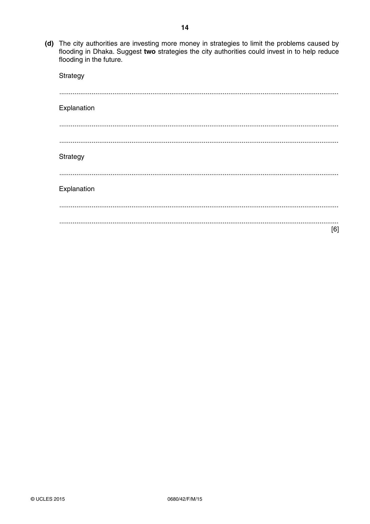Cambridge IGCSE Environmental Management 0680 2015 Feb/March Paper 4 · Variant 2 question paper, page 14 of 16