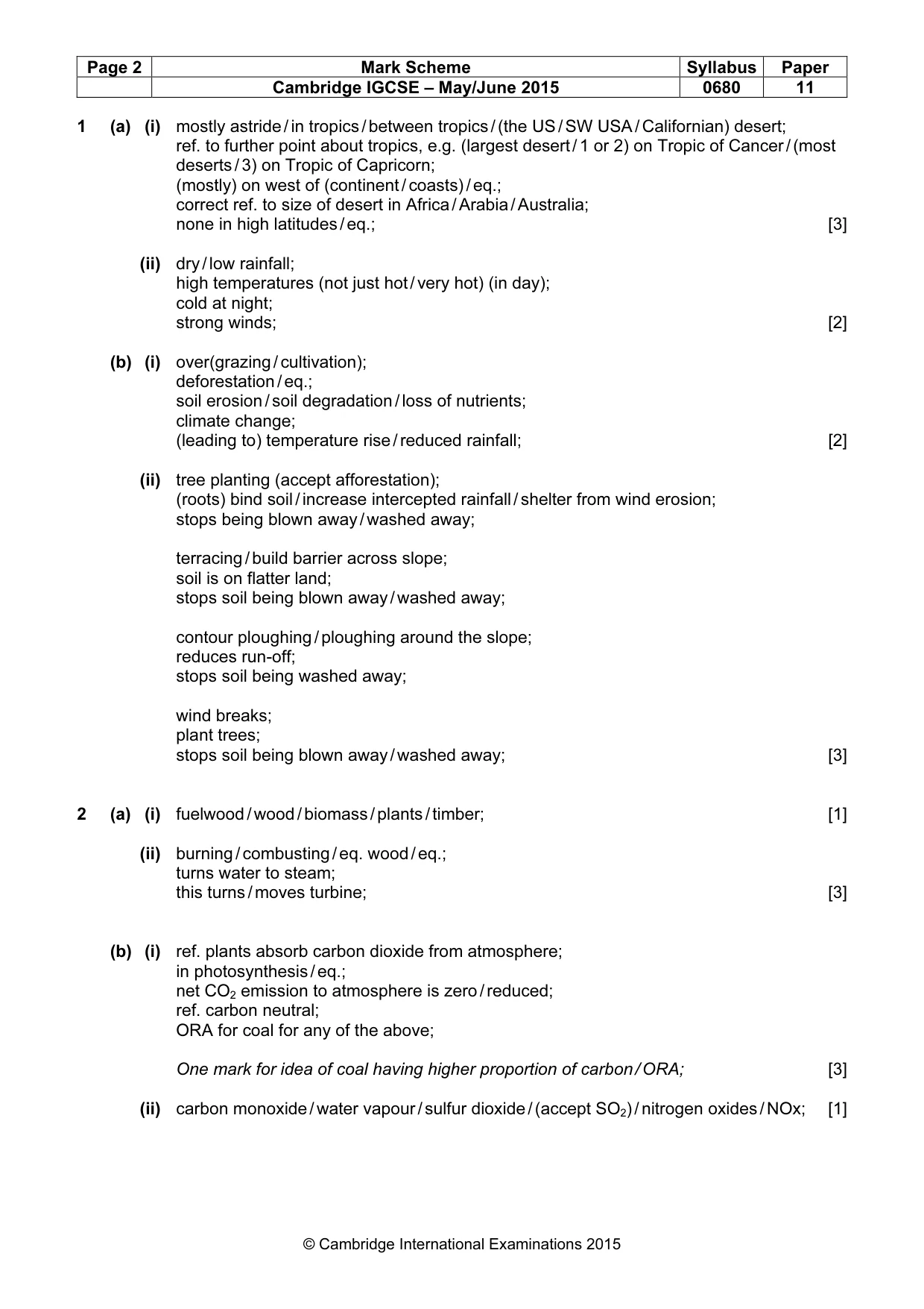 Mark scheme, page 2 of 5