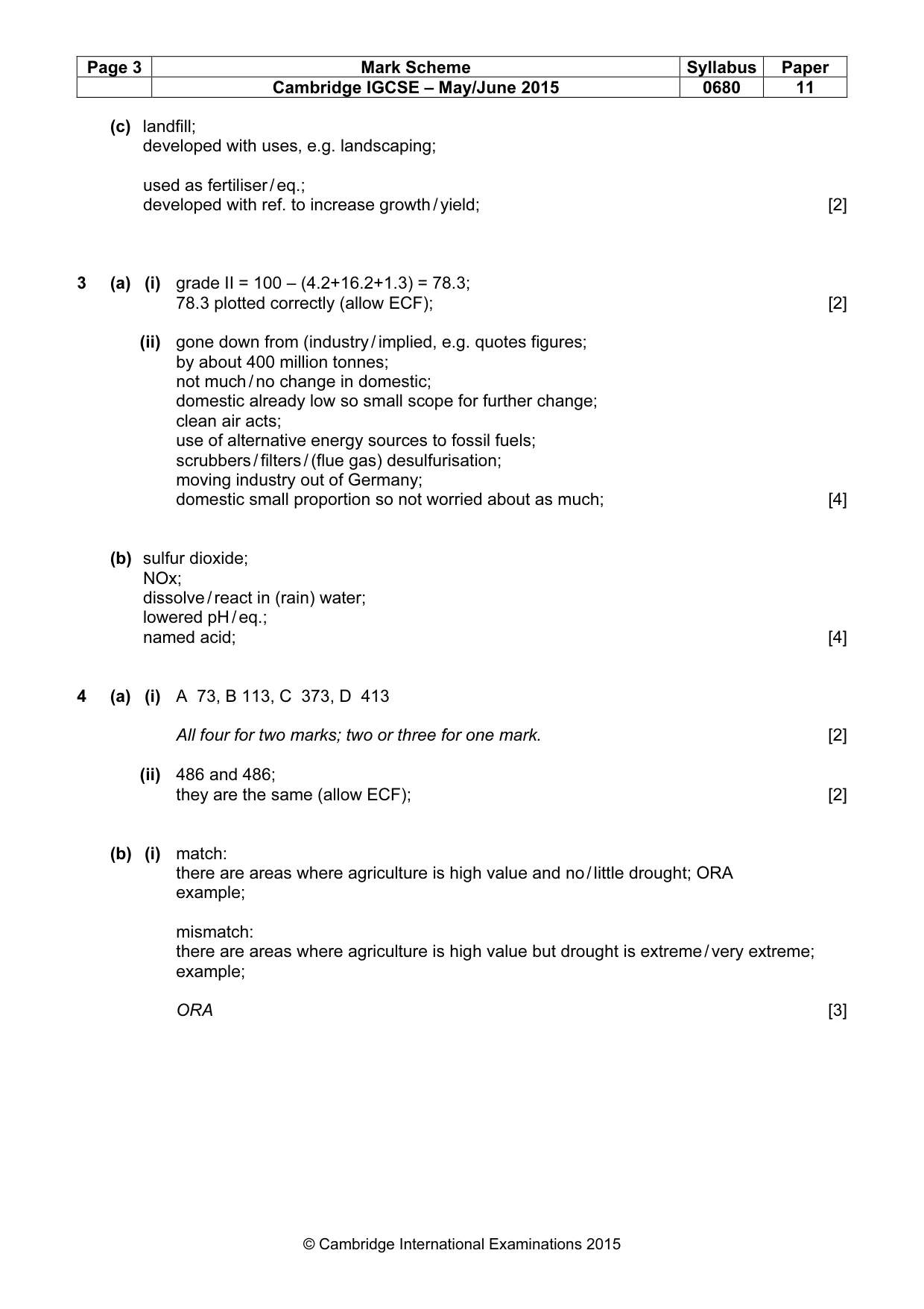 Mark scheme, page 3 of 5