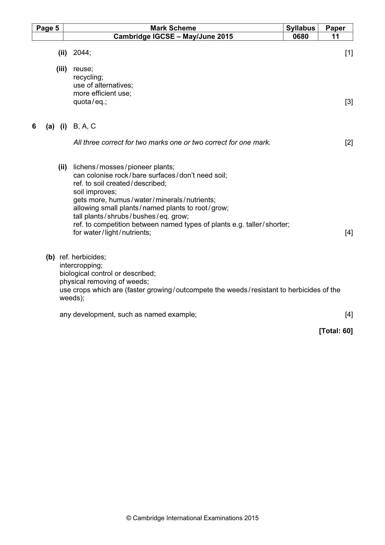 Mark scheme, page 5 of 5