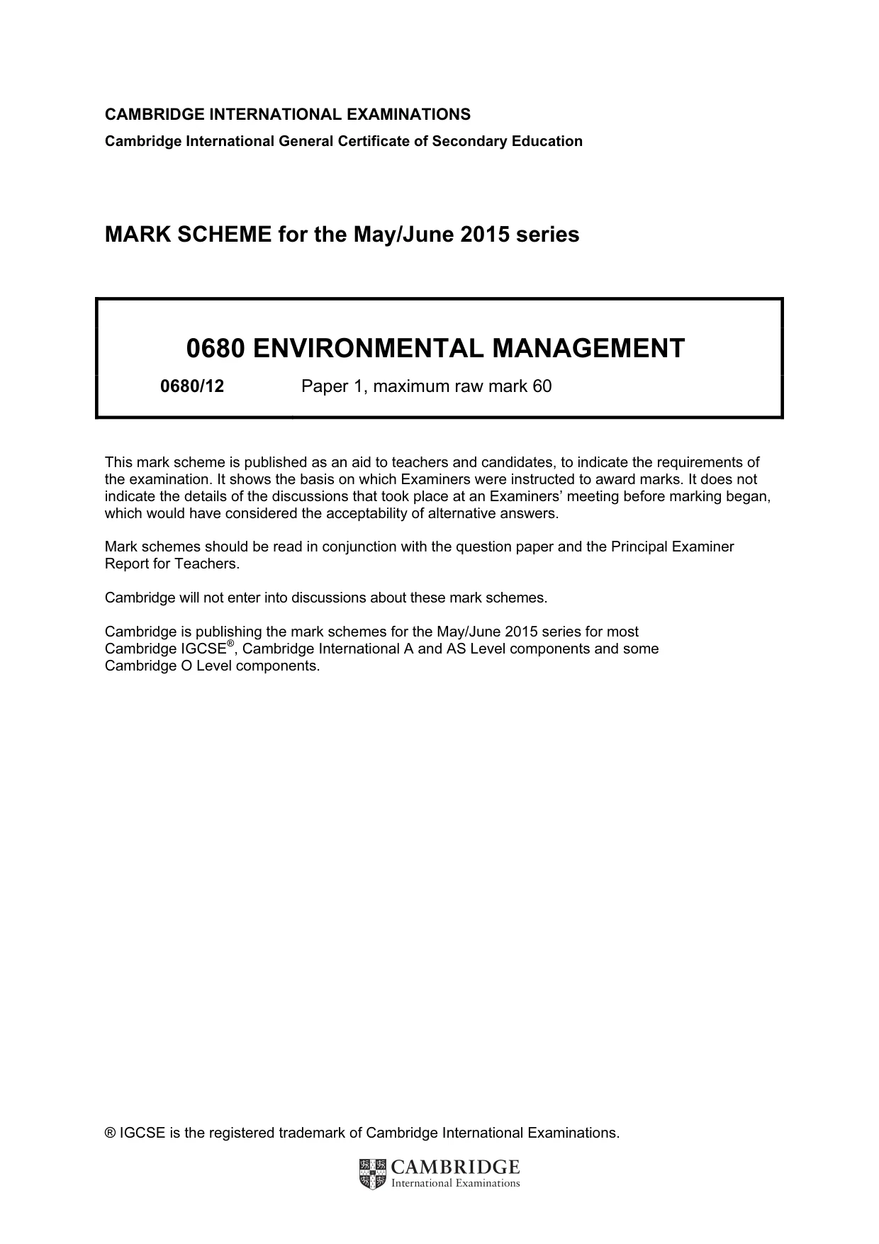 Mark scheme, page 1 of 5