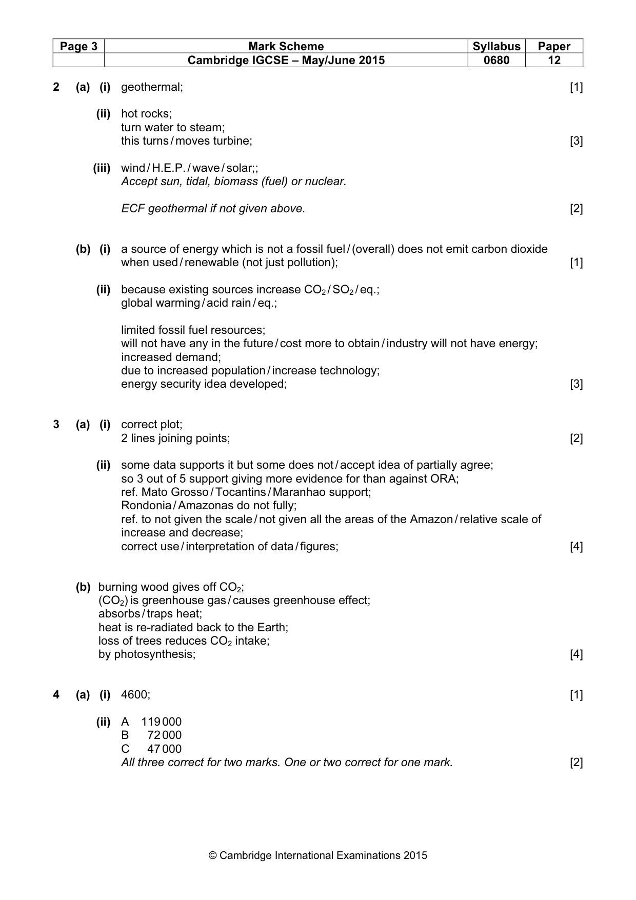 Mark scheme, page 3 of 5