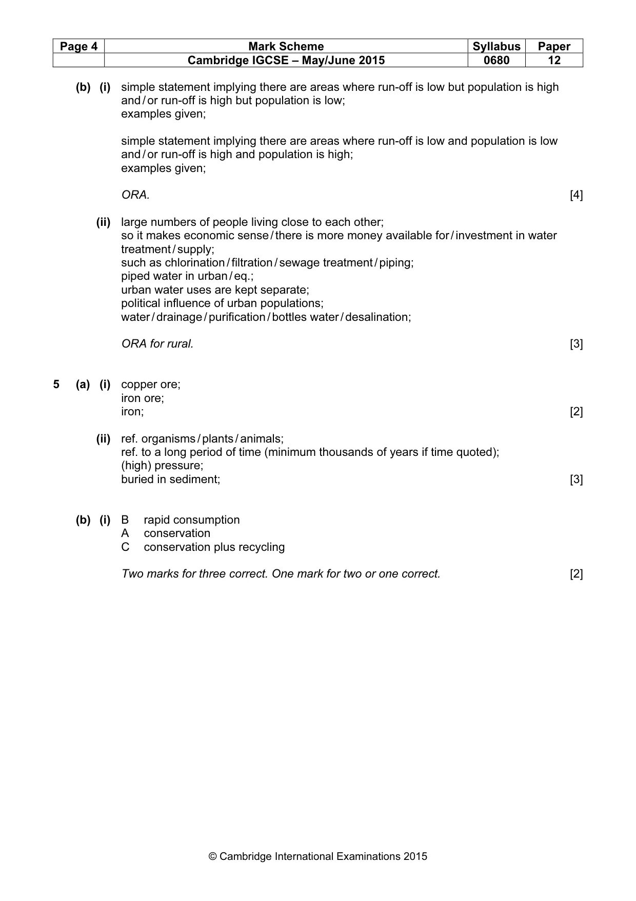 Mark scheme, page 4 of 5