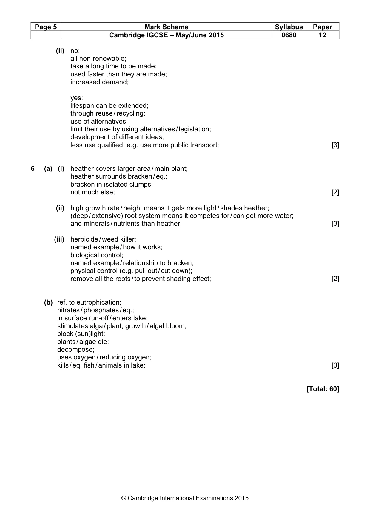 Mark scheme, page 5 of 5