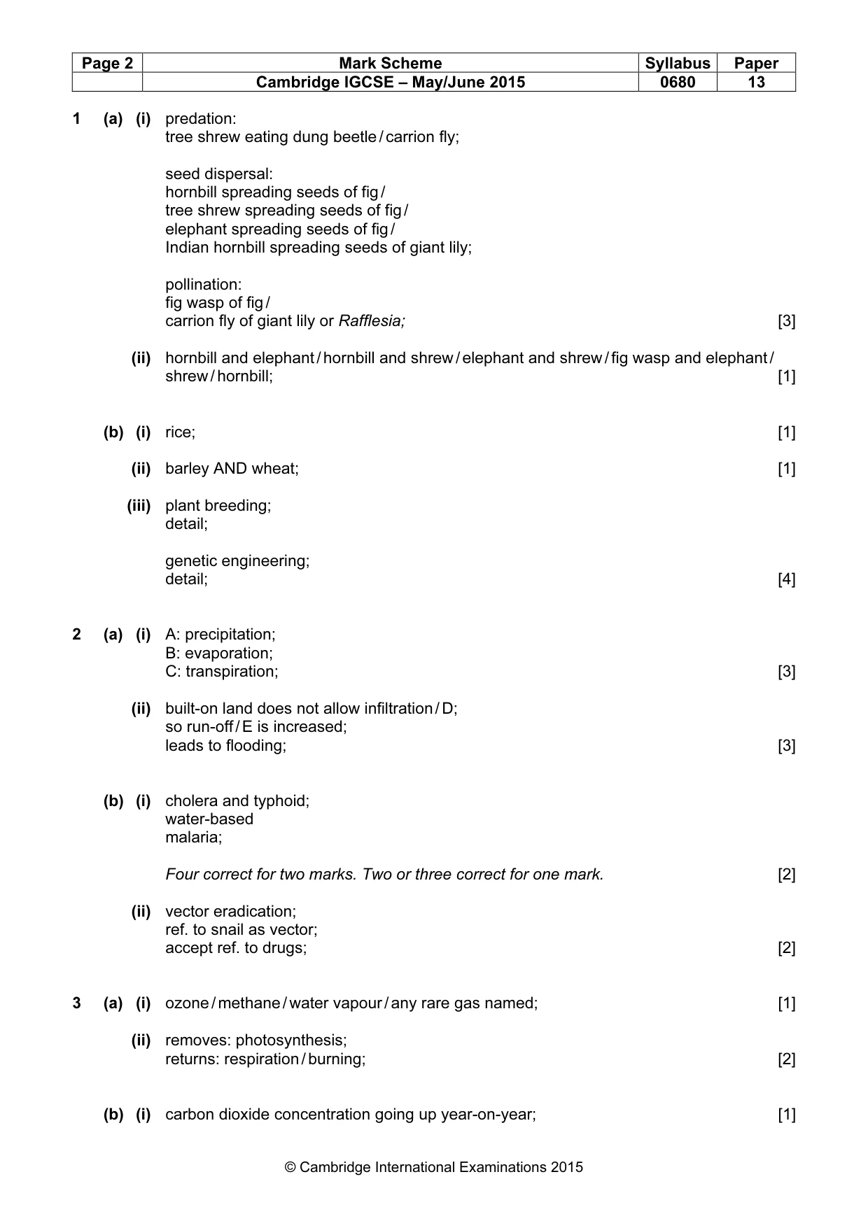 Mark scheme, page 2 of 4