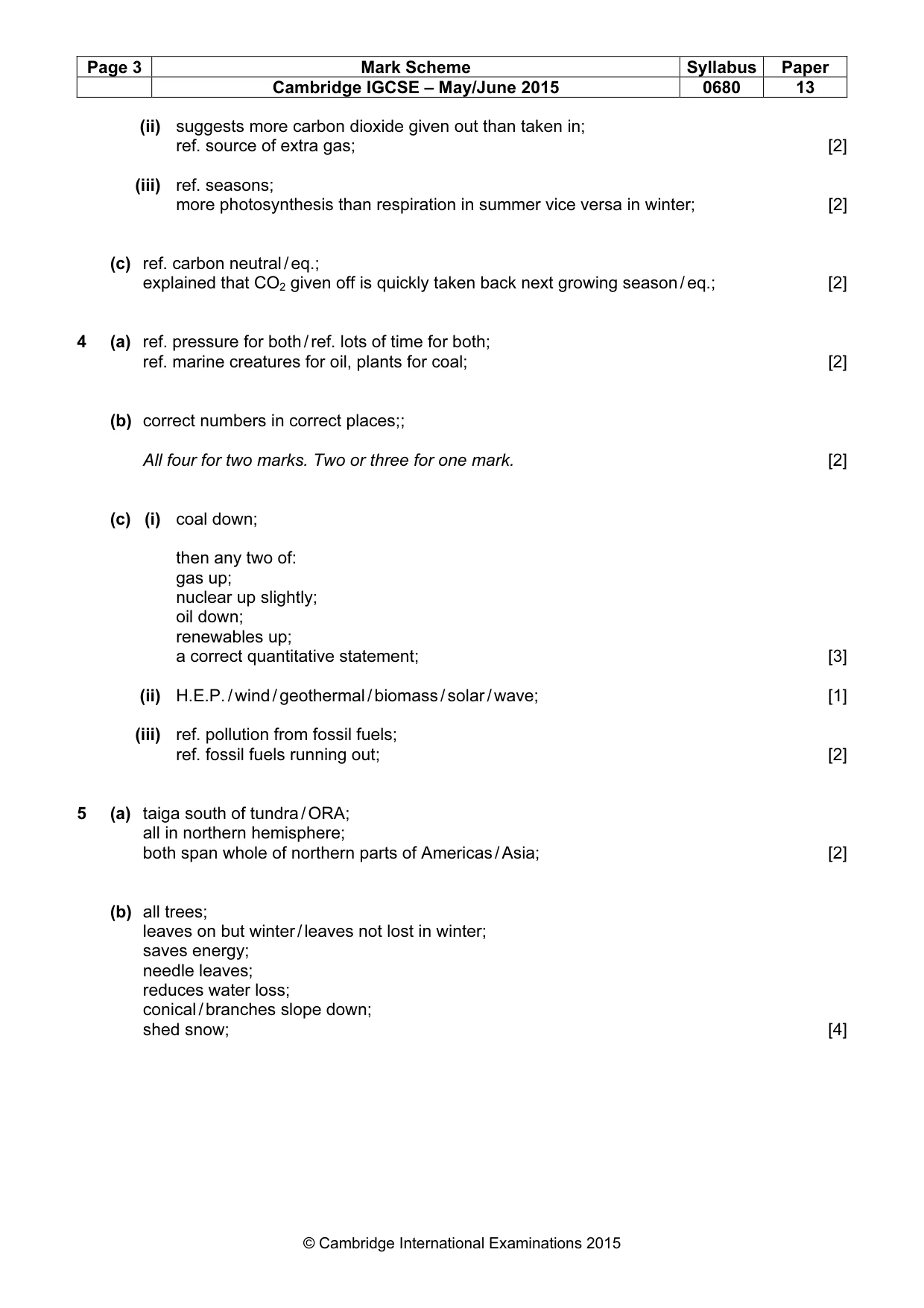 Mark scheme, page 3 of 4