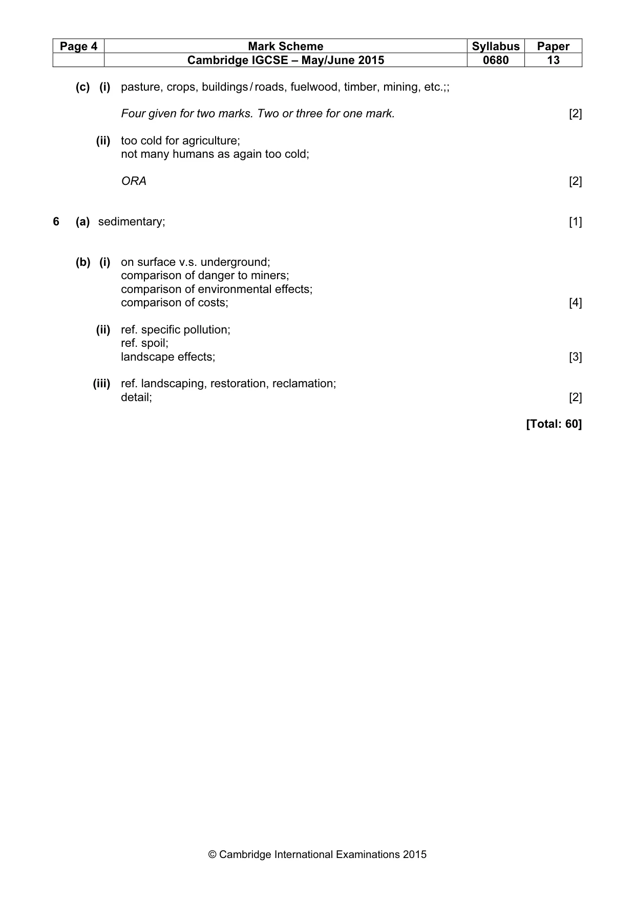 Mark scheme, page 4 of 4