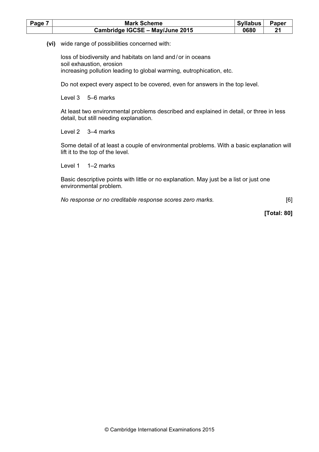 Mark scheme, page 7 of 7