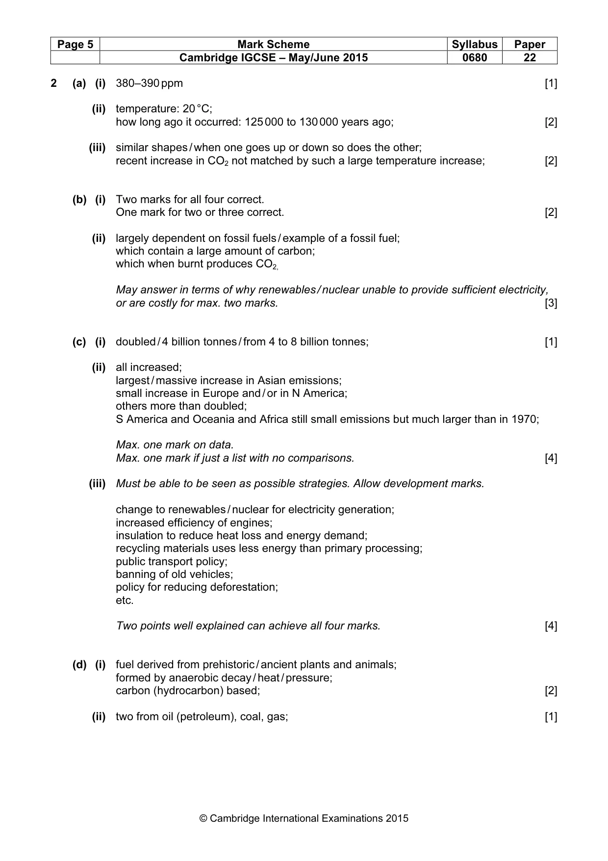 Mark scheme, page 5 of 7