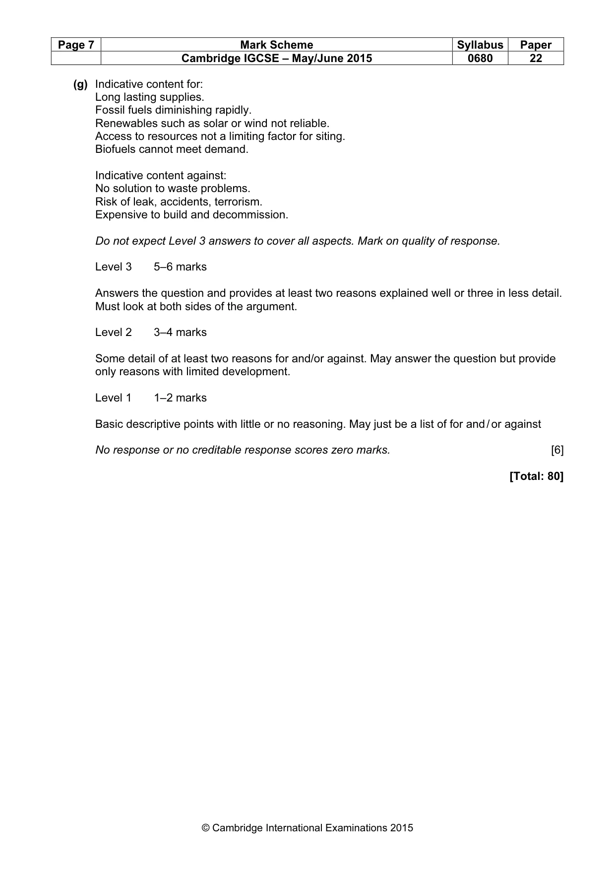 Mark scheme, page 7 of 7