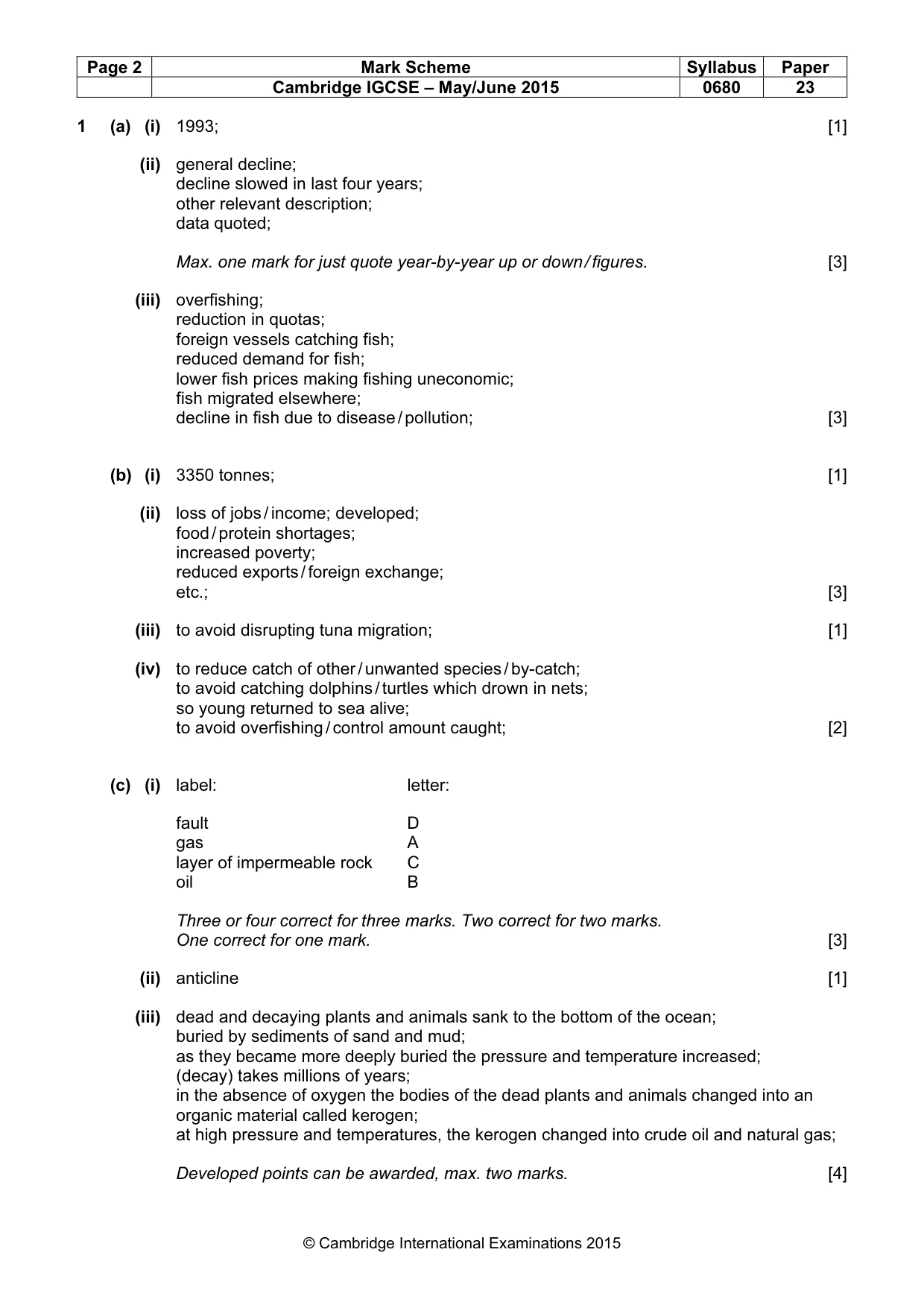 Mark scheme, page 2 of 6