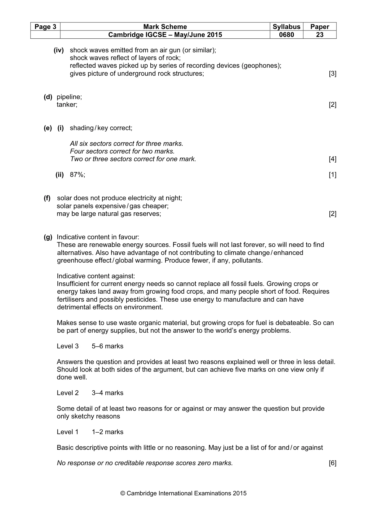 Mark scheme, page 3 of 6