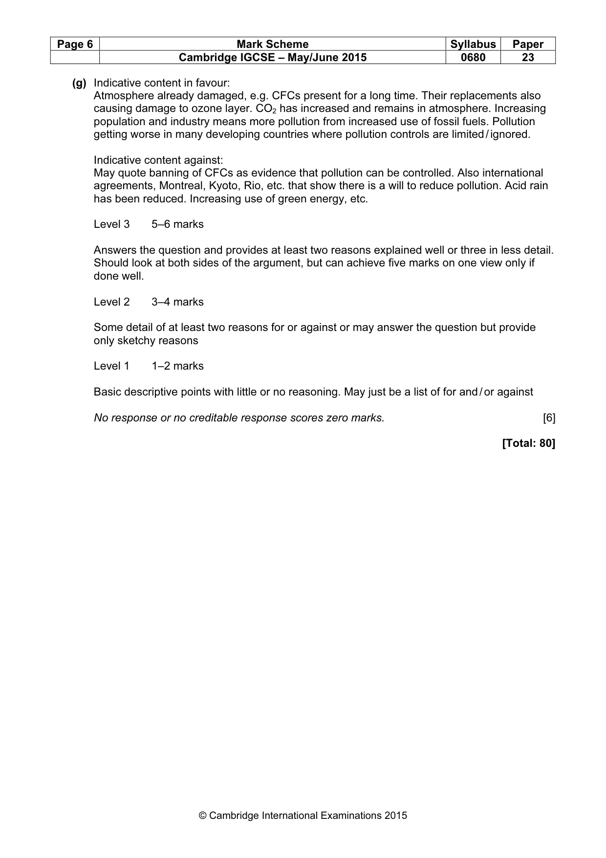 Mark scheme, page 6 of 6
