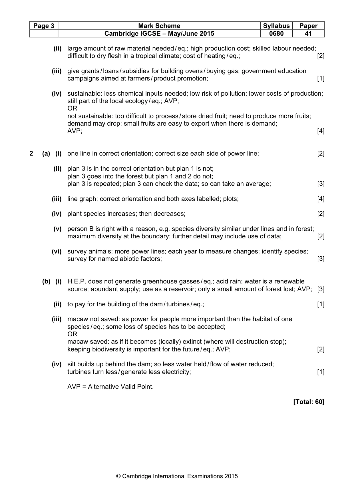 Mark scheme, page 3 of 3