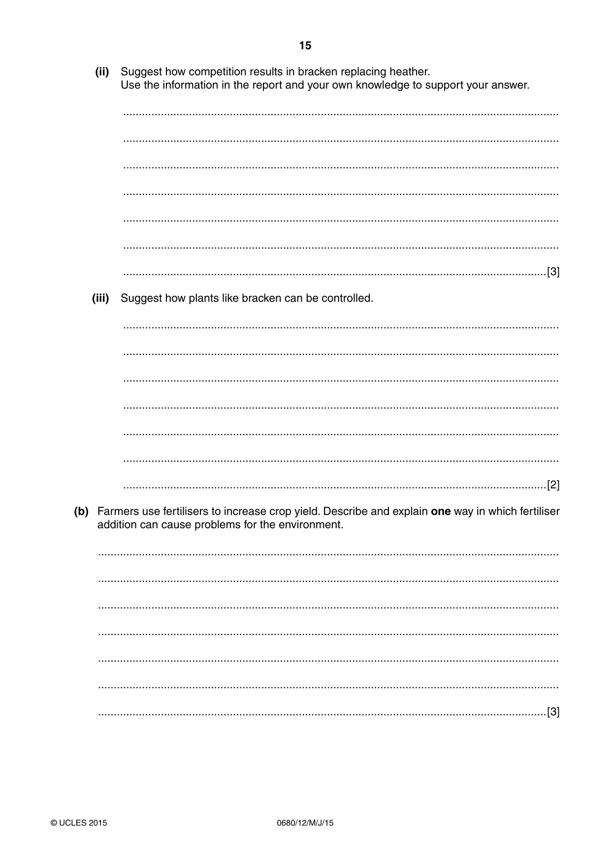 Cambridge IGCSE Environmental Management 0680 2015 May/June Paper 1 · Variant 2 question paper, page 15 of 16