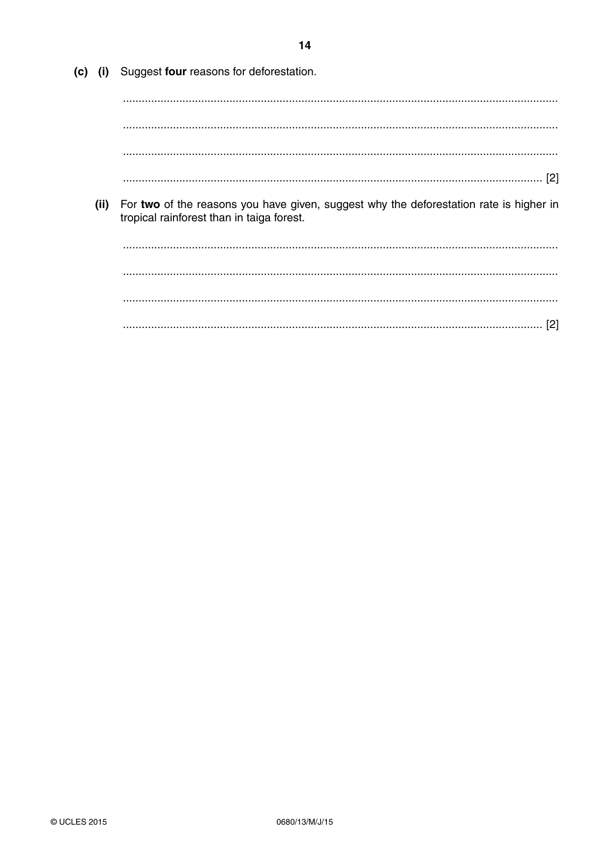 Cambridge IGCSE Environmental Management 0680 2015 May/June Paper 1 · Variant 3 question paper, page 14 of 16