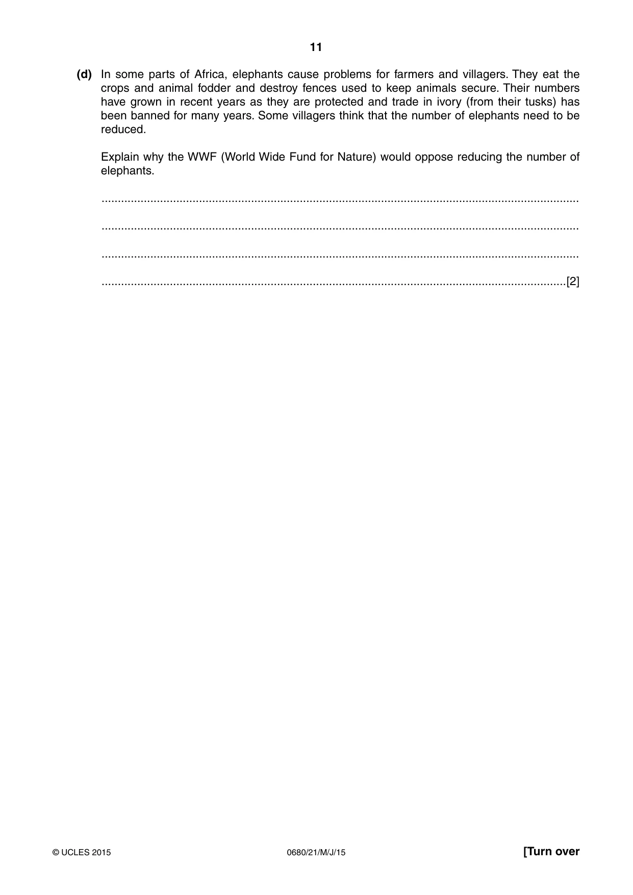 Cambridge IGCSE Environmental Management 0680 2015 May/June Paper 2 · Variant 1 question paper, page 11 of 16