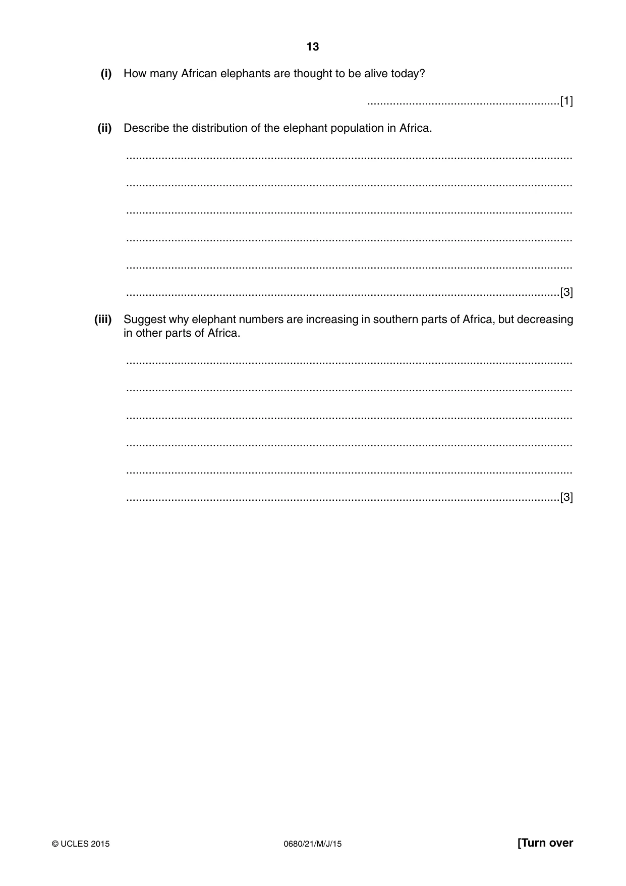 Cambridge IGCSE Environmental Management 0680 2015 May/June Paper 2 · Variant 1 question paper, page 13 of 16