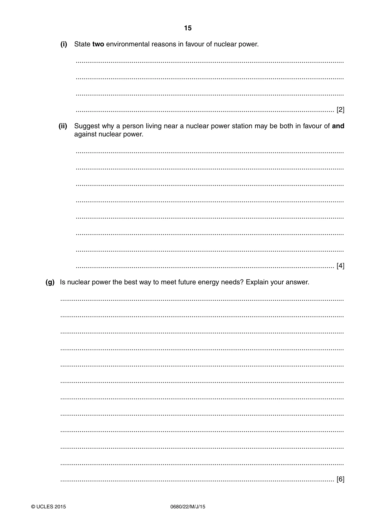 Cambridge IGCSE Environmental Management 0680 2015 May/June Paper 2 · Variant 2 question paper, page 15 of 16