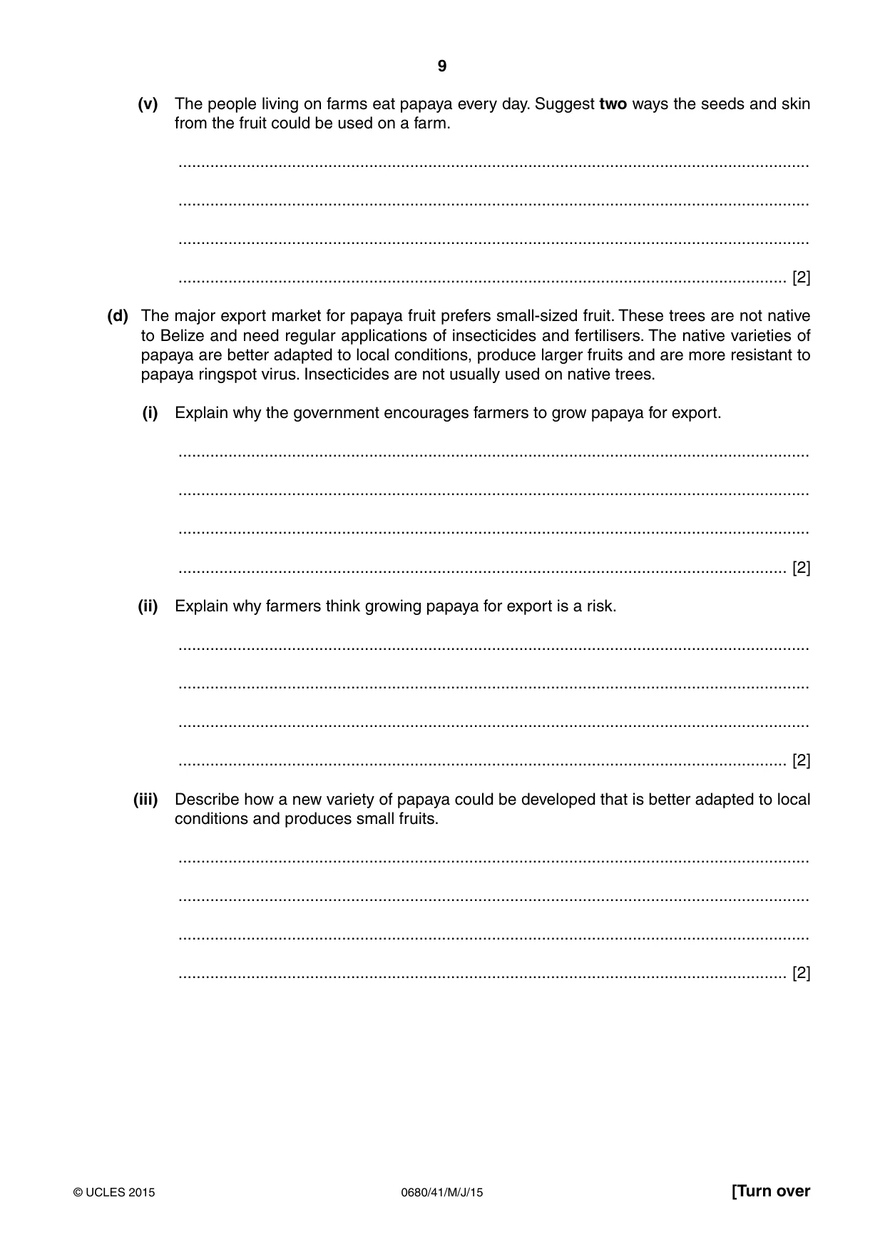 Cambridge IGCSE Environmental Management 0680 2015 May/June Paper 4 · Variant 1 question paper, page 9 of 20