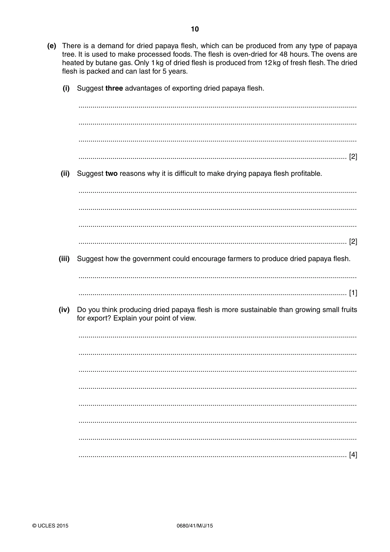 Cambridge IGCSE Environmental Management 0680 2015 May/June Paper 4 · Variant 1 question paper, page 10 of 20