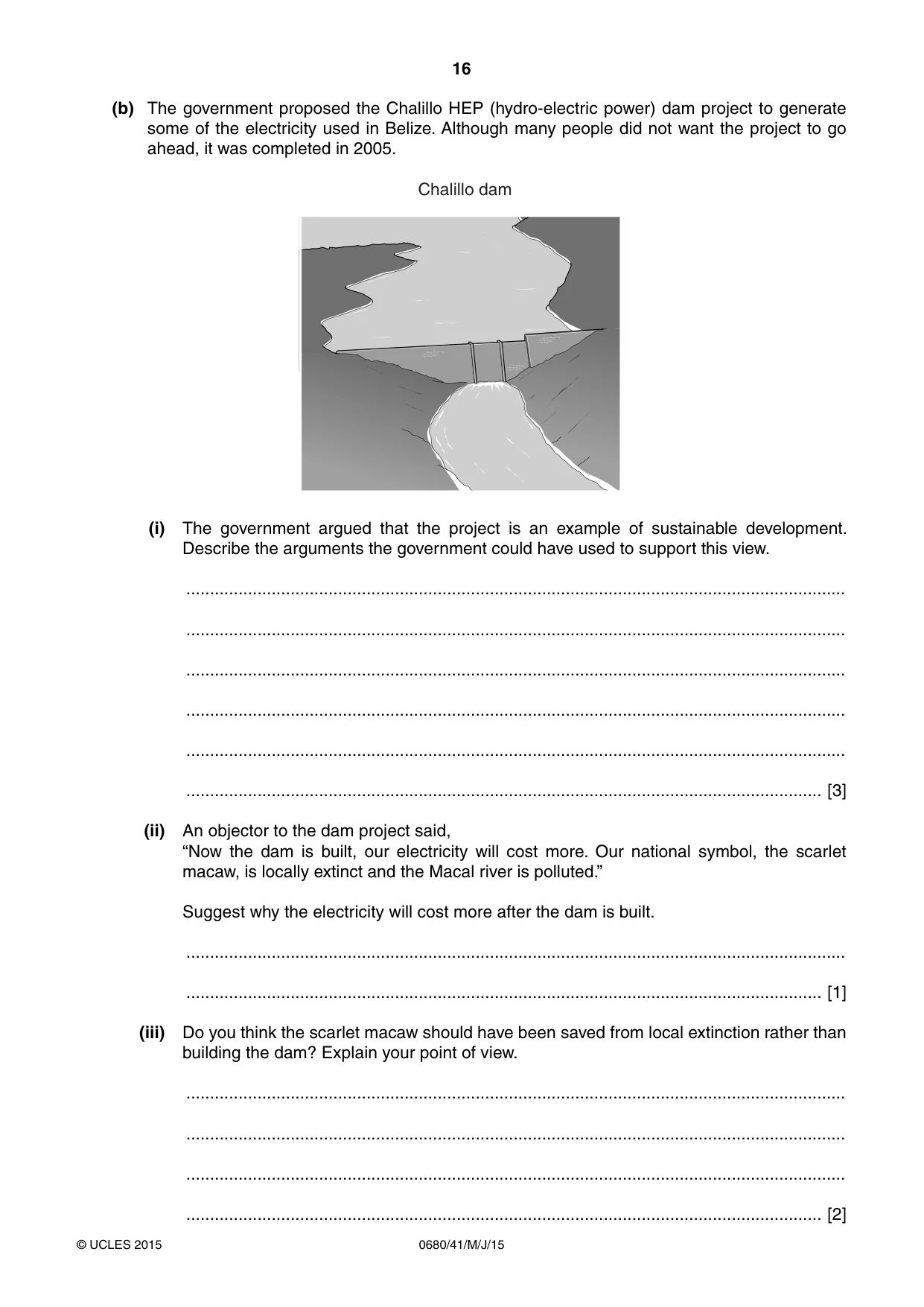 Cambridge IGCSE Environmental Management 0680 2015 May/June Paper 4 · Variant 1 question paper, page 16 of 20