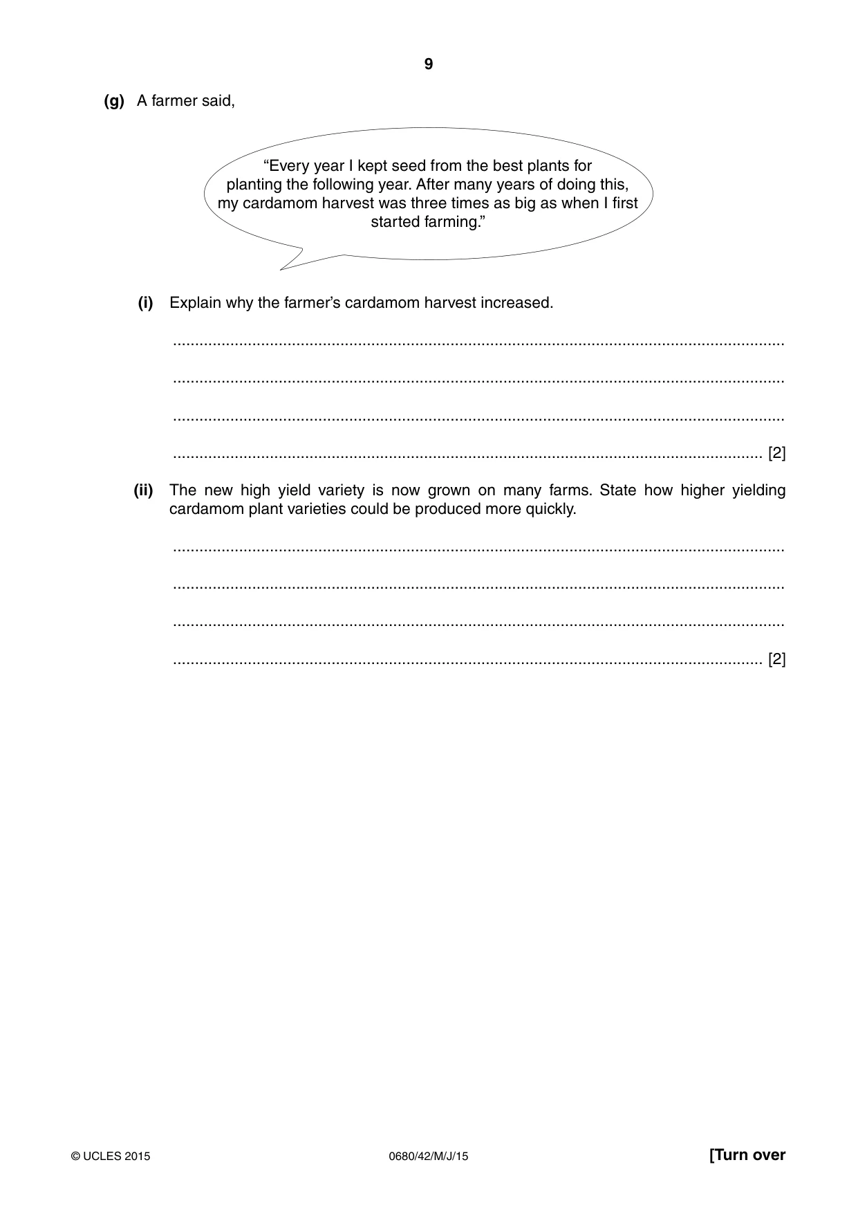 Cambridge IGCSE Environmental Management 0680 2015 May/June Paper 4 · Variant 2 question paper, page 9 of 16