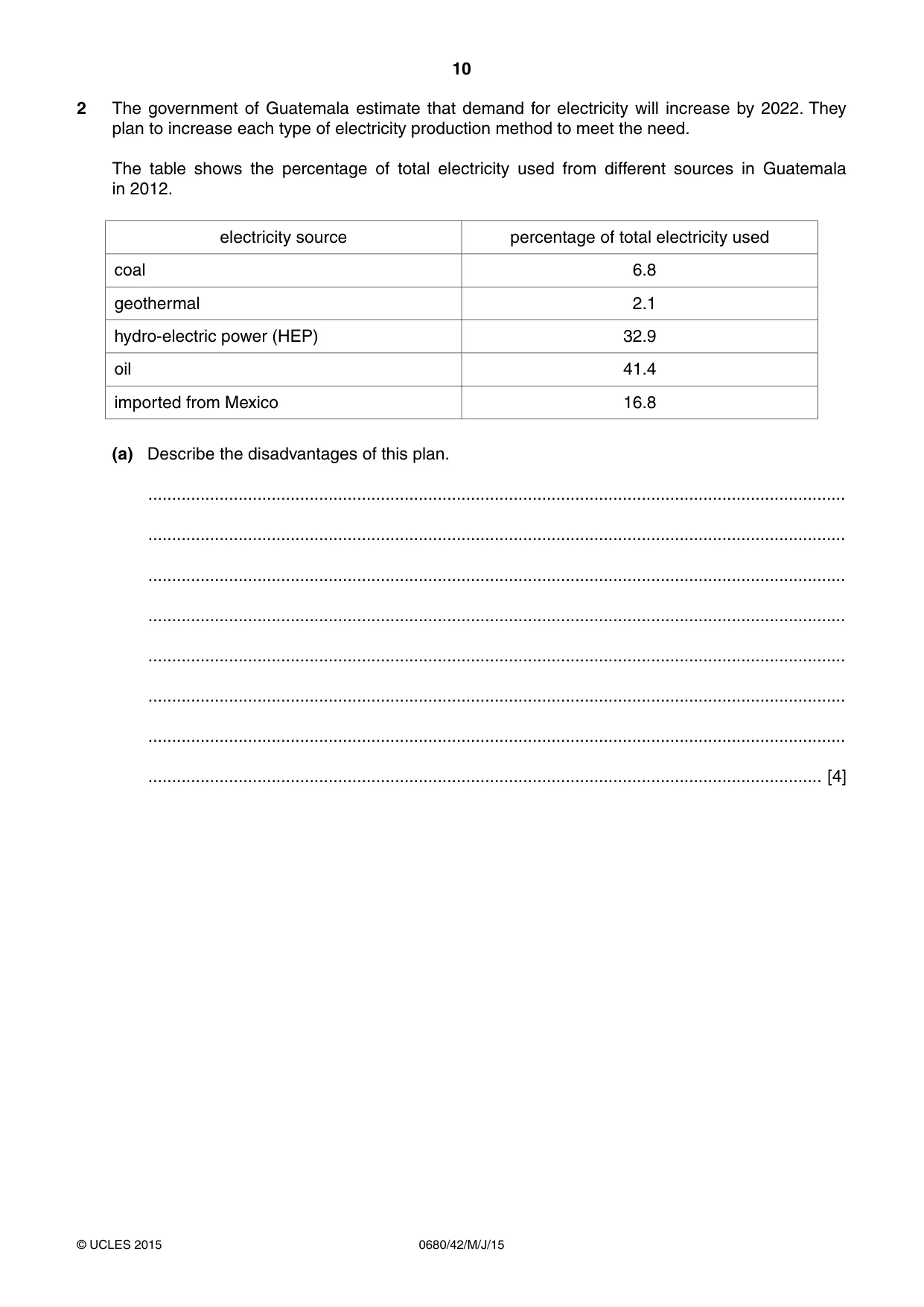 Cambridge IGCSE Environmental Management 0680 2015 May/June Paper 4 · Variant 2 question paper, page 10 of 16
