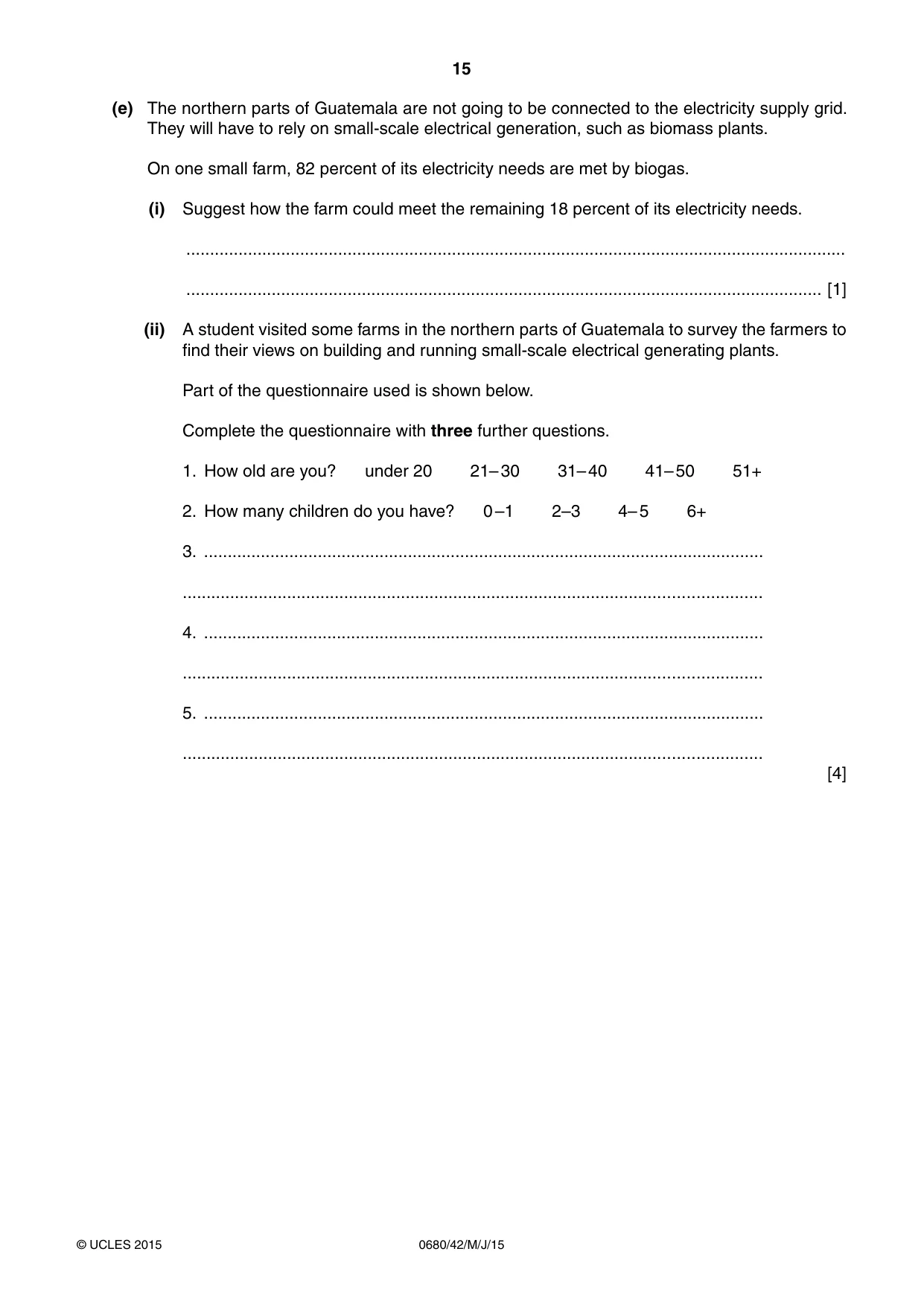 Cambridge IGCSE Environmental Management 0680 2015 May/June Paper 4 · Variant 2 question paper, page 15 of 16