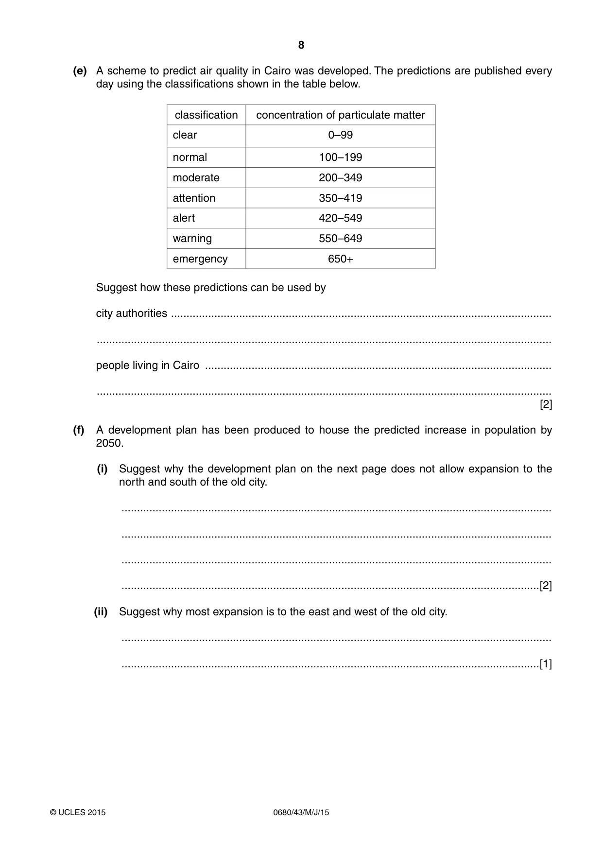 Cambridge IGCSE Environmental Management 0680 2015 May/June Paper 4 · Variant 3 question paper, page 8 of 16