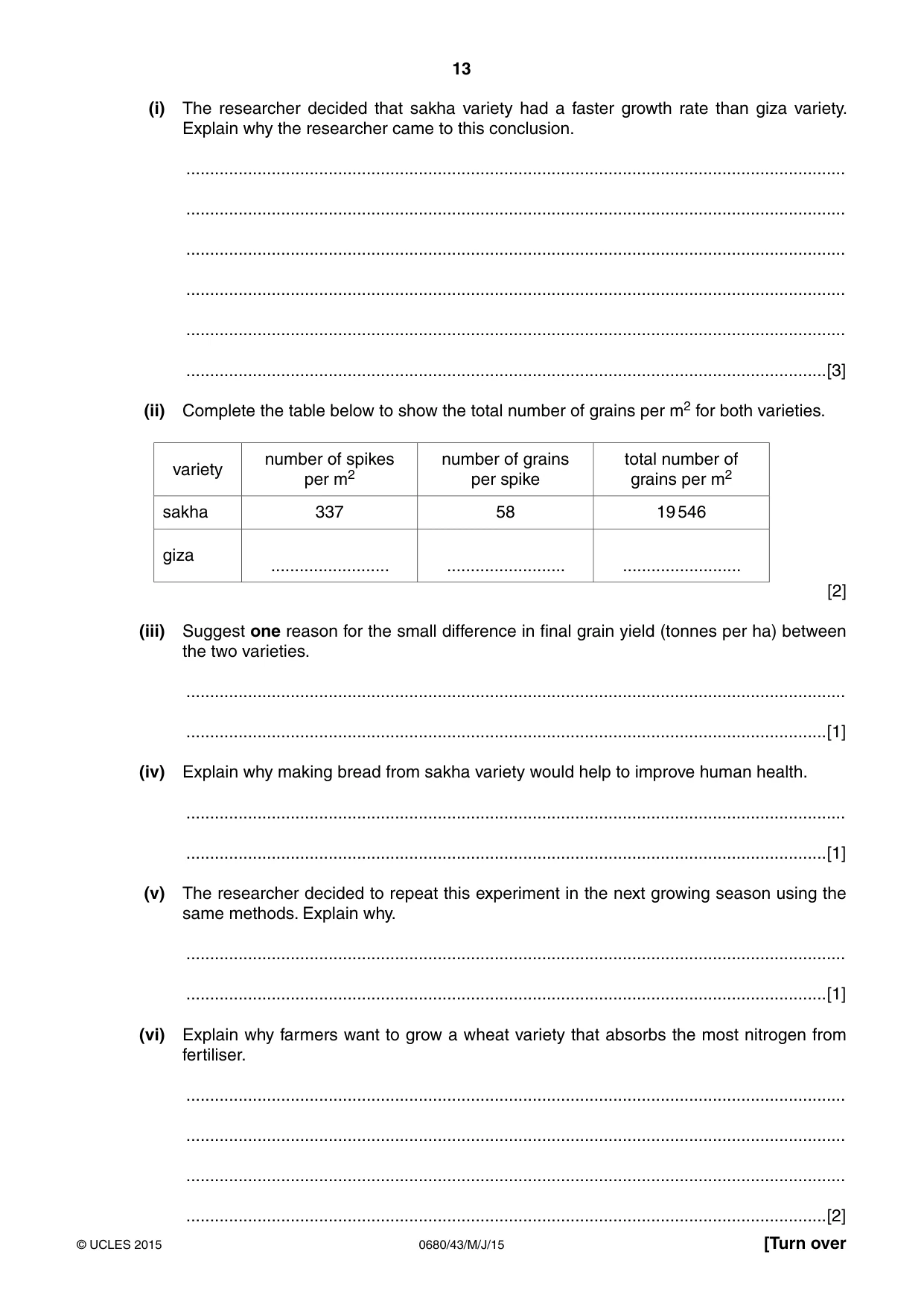 Cambridge IGCSE Environmental Management 0680 2015 May/June Paper 4 · Variant 3 question paper, page 13 of 16