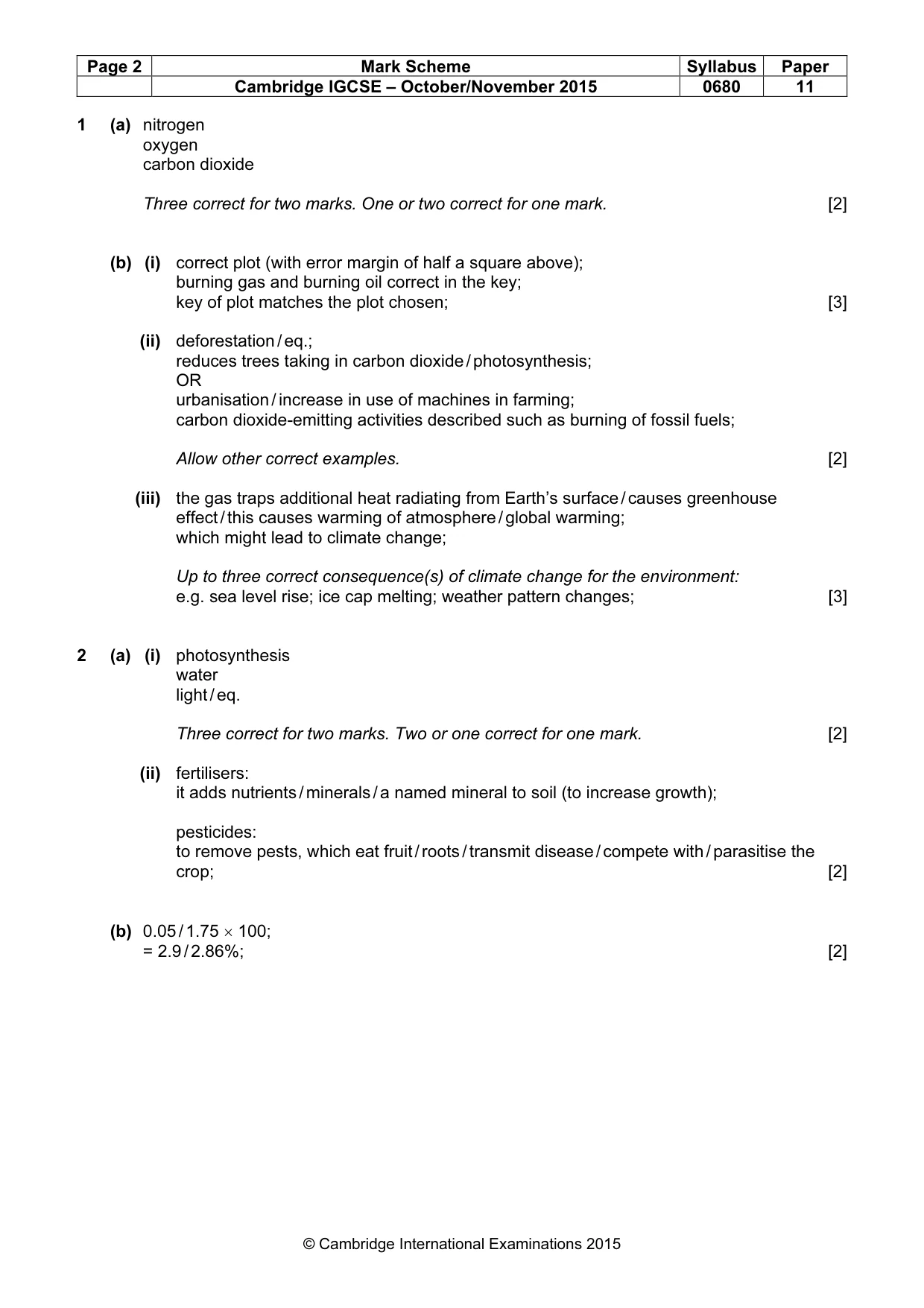 Mark scheme, page 2 of 6