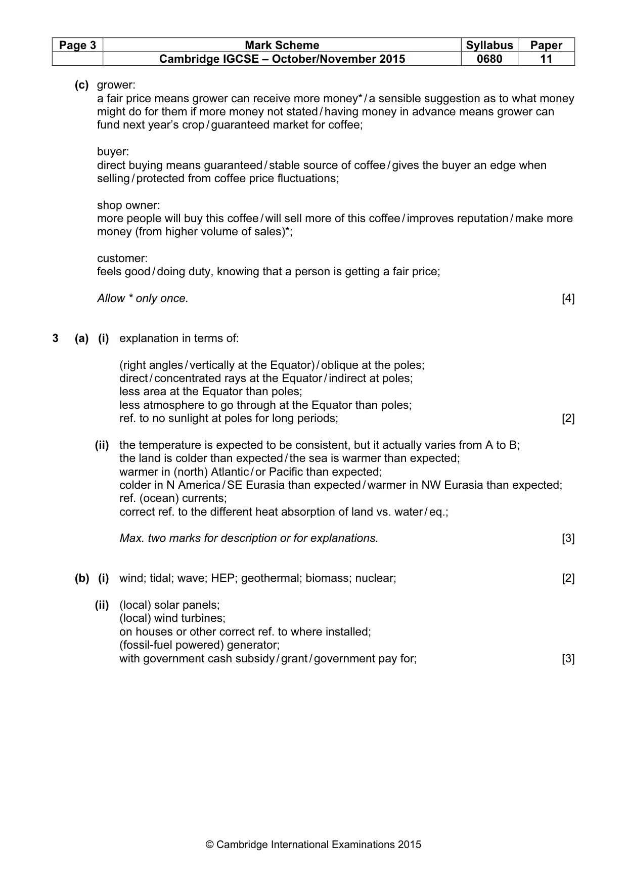 Mark scheme, page 3 of 6