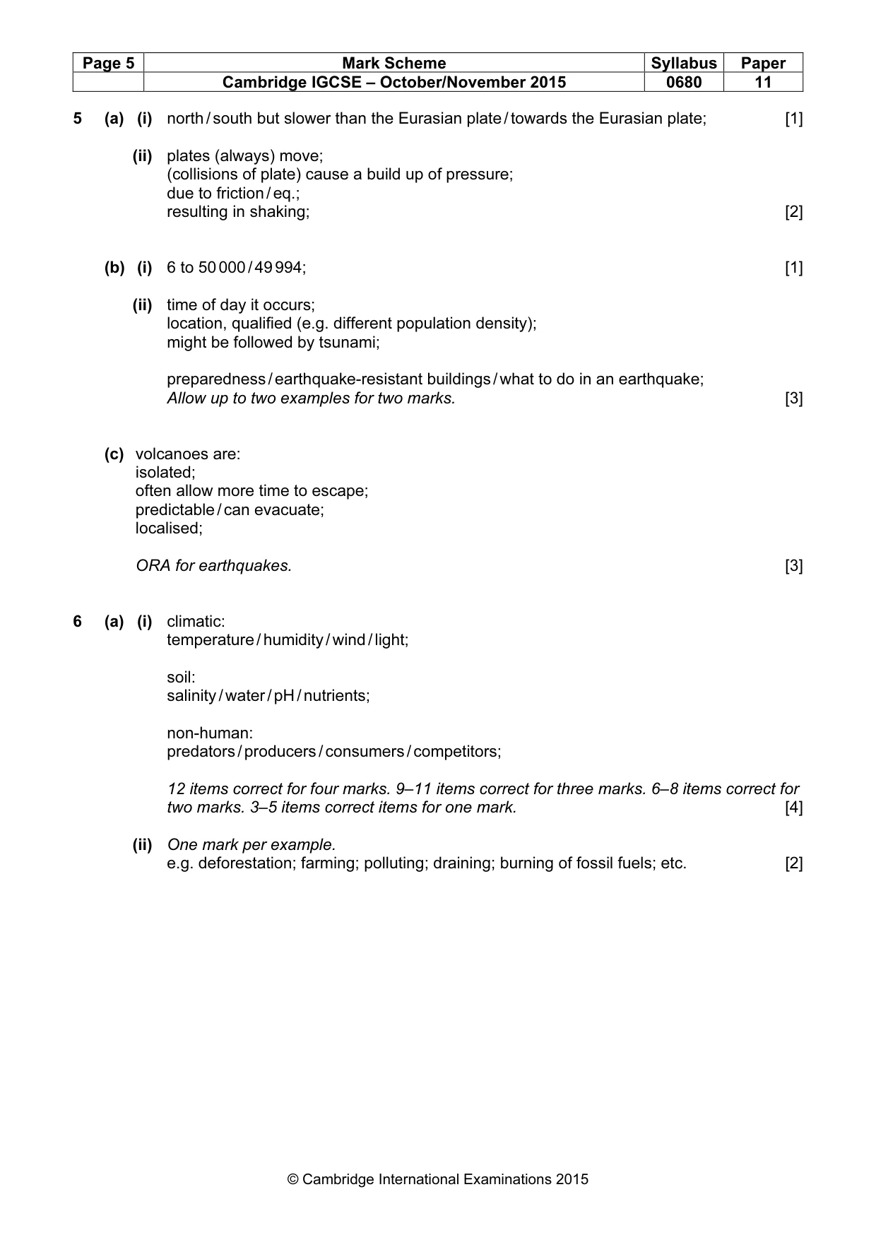 Mark scheme, page 5 of 6