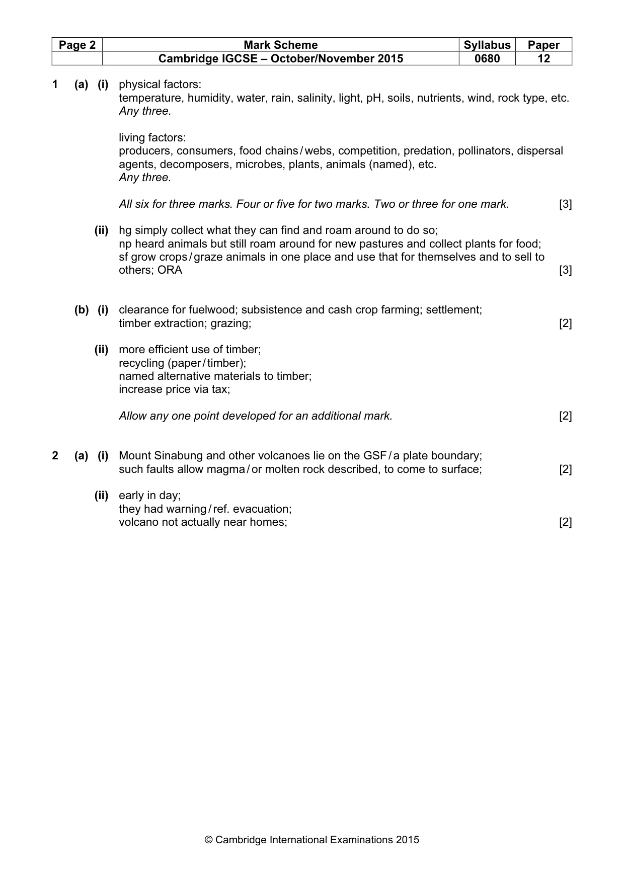 Mark scheme, page 2 of 5