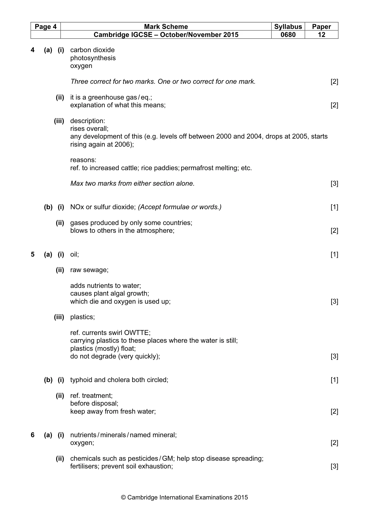Mark scheme, page 4 of 5