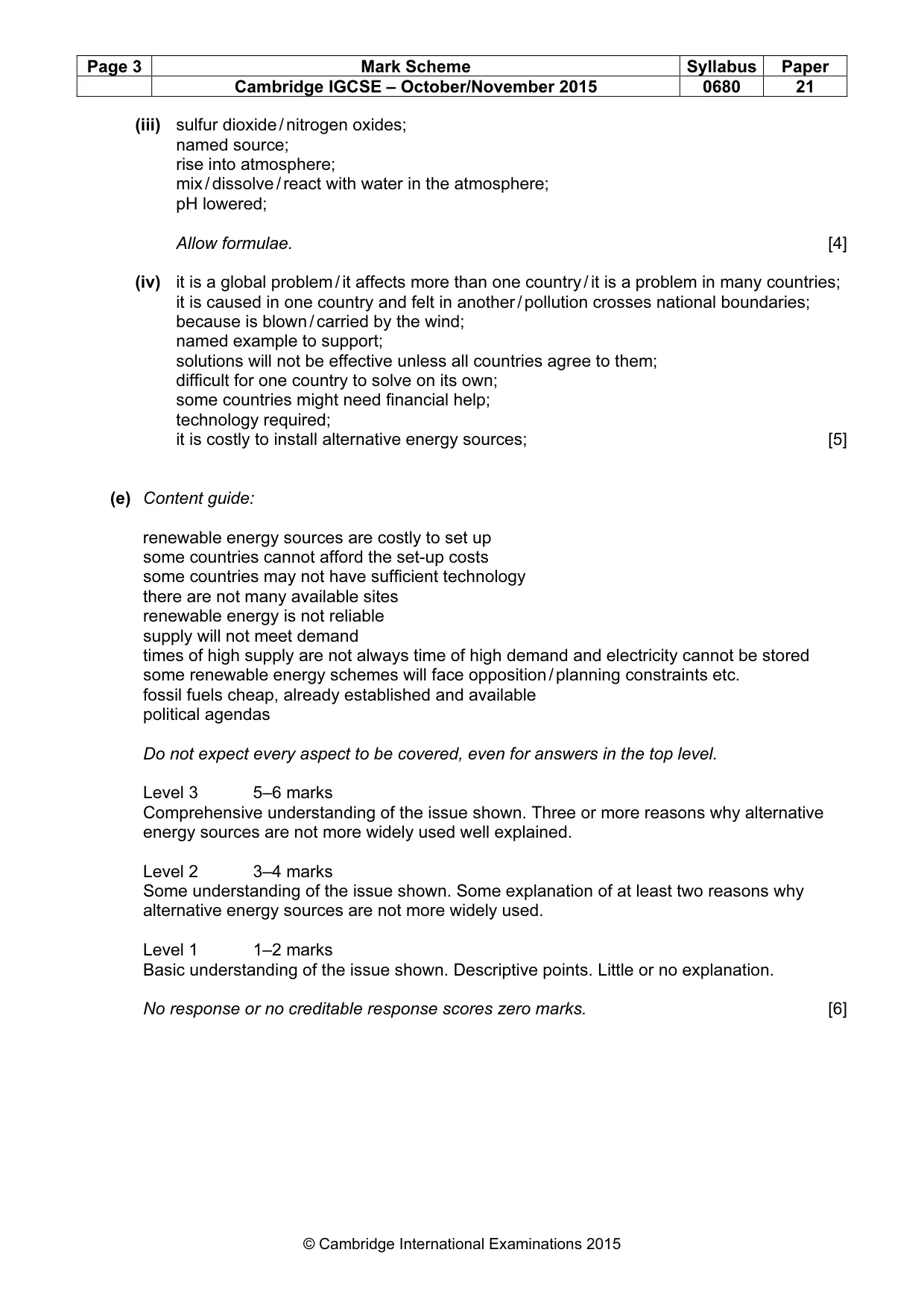 Mark scheme, page 3 of 6