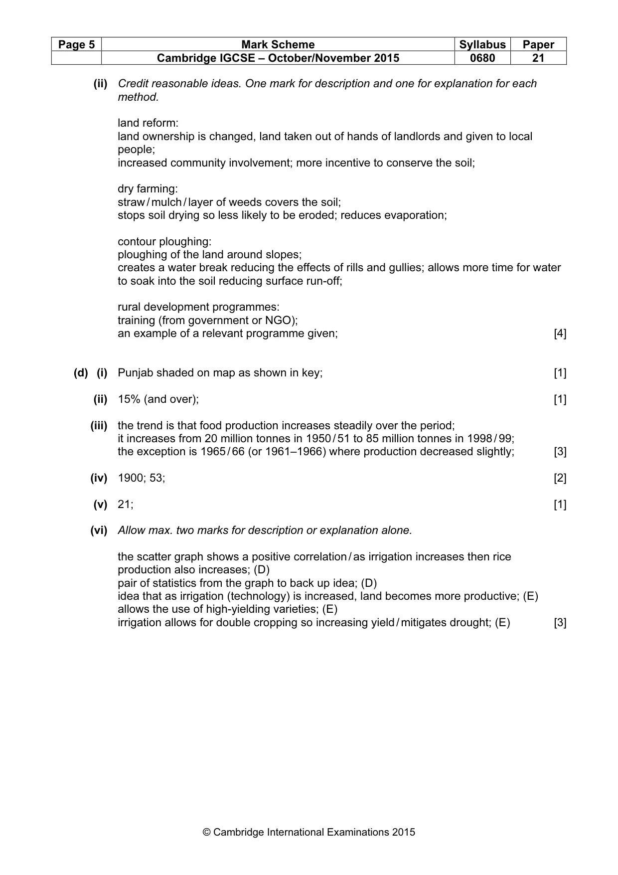 Mark scheme, page 5 of 6