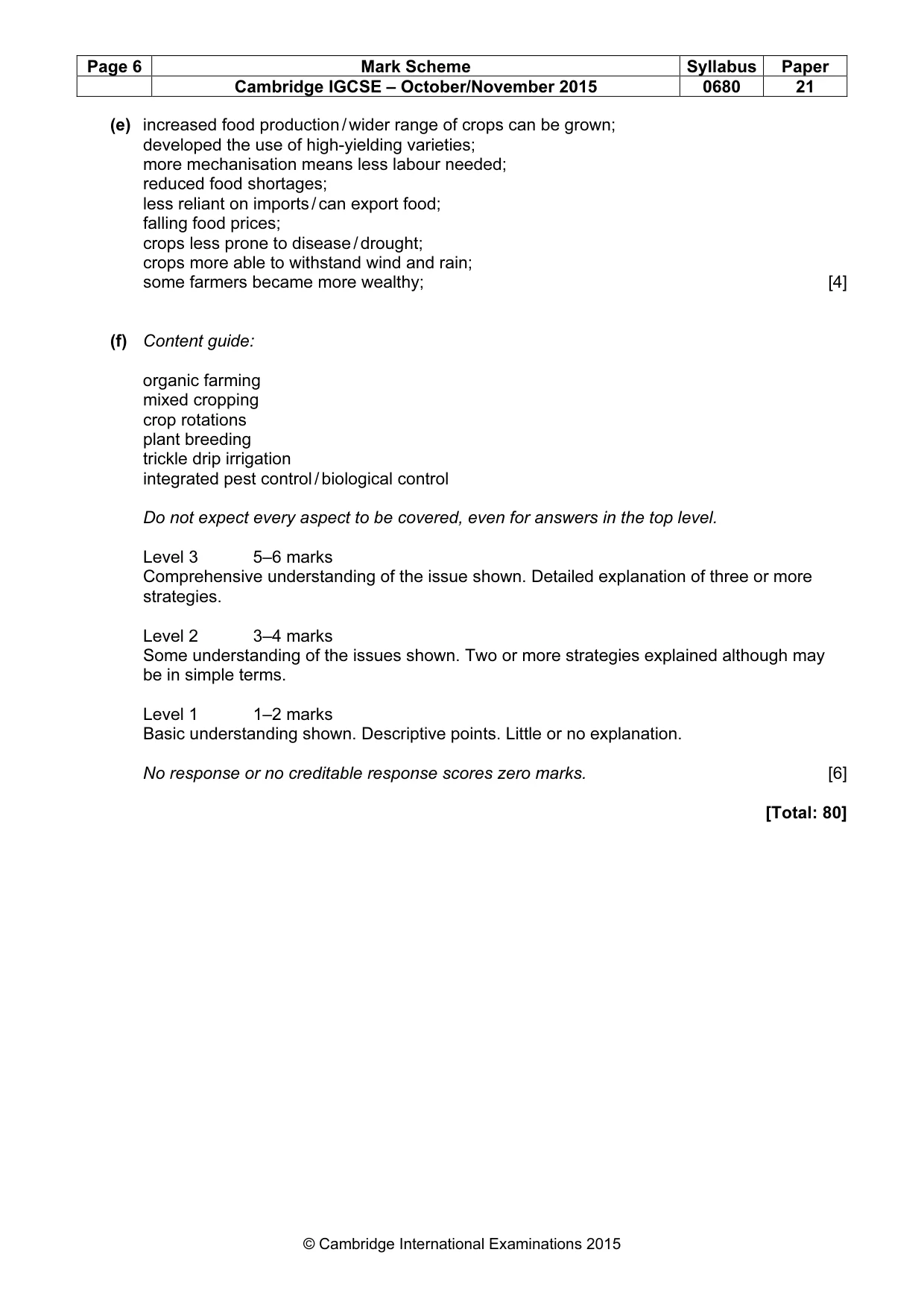 Mark scheme, page 6 of 6