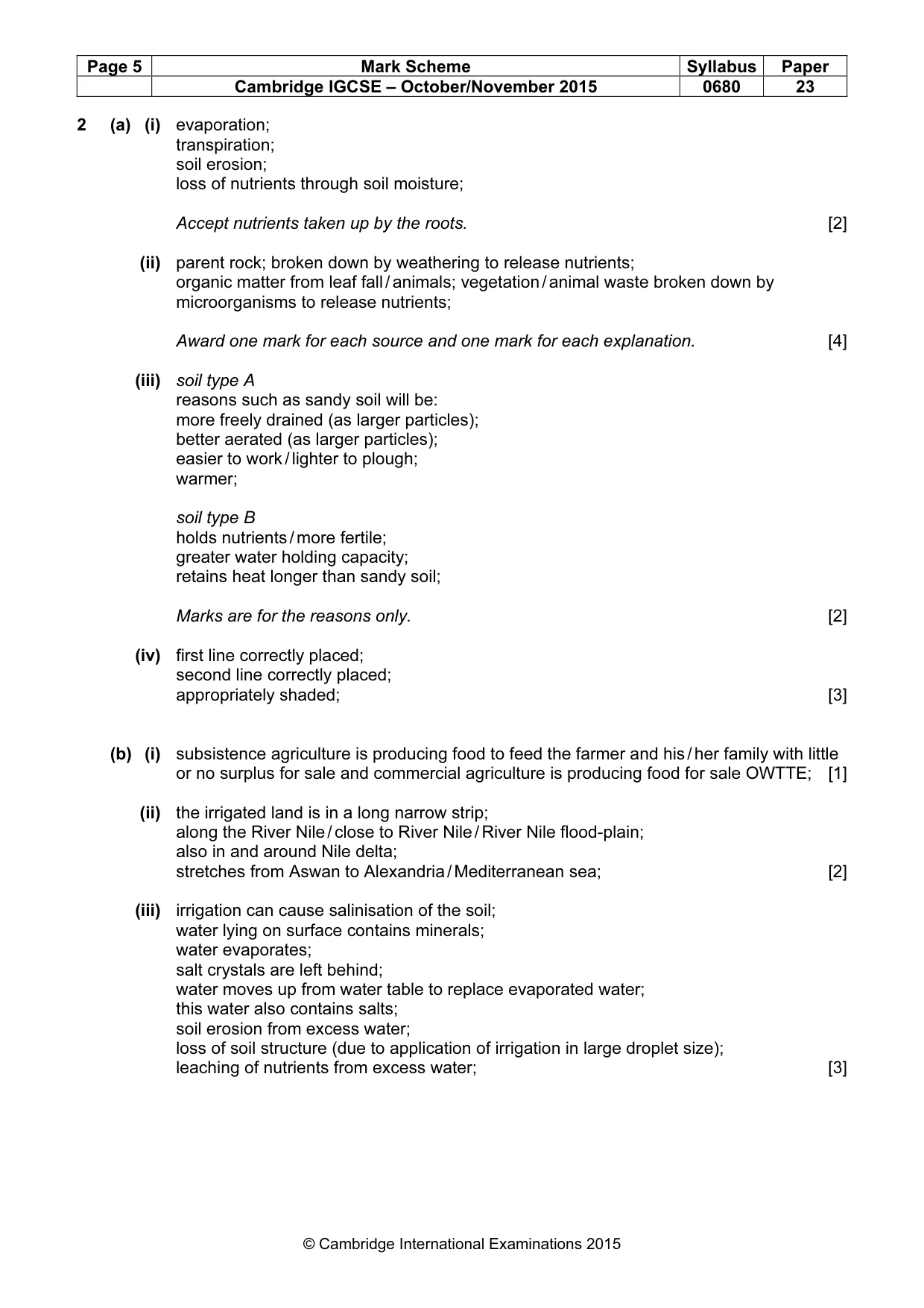 Mark scheme, page 5 of 7