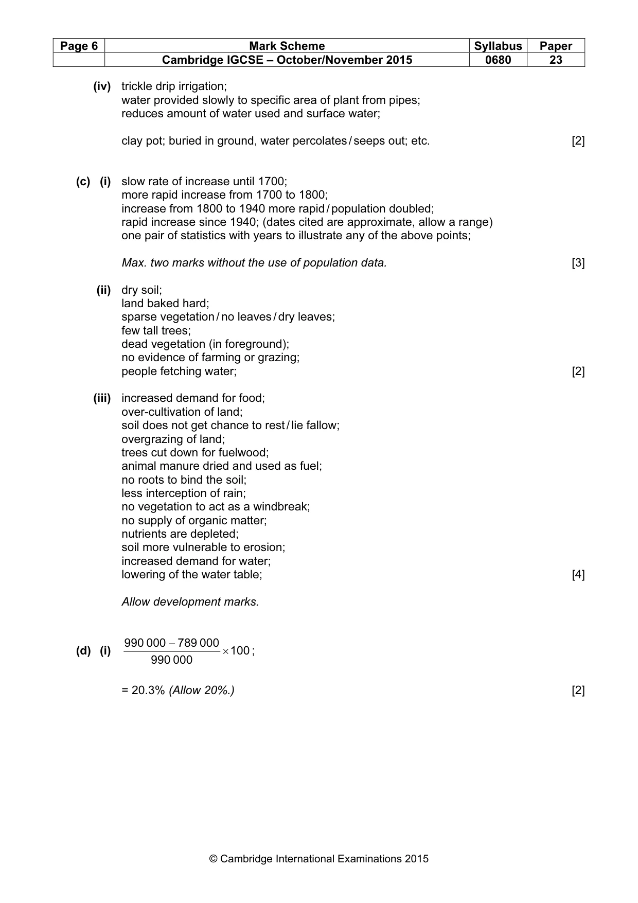 Mark scheme, page 6 of 7