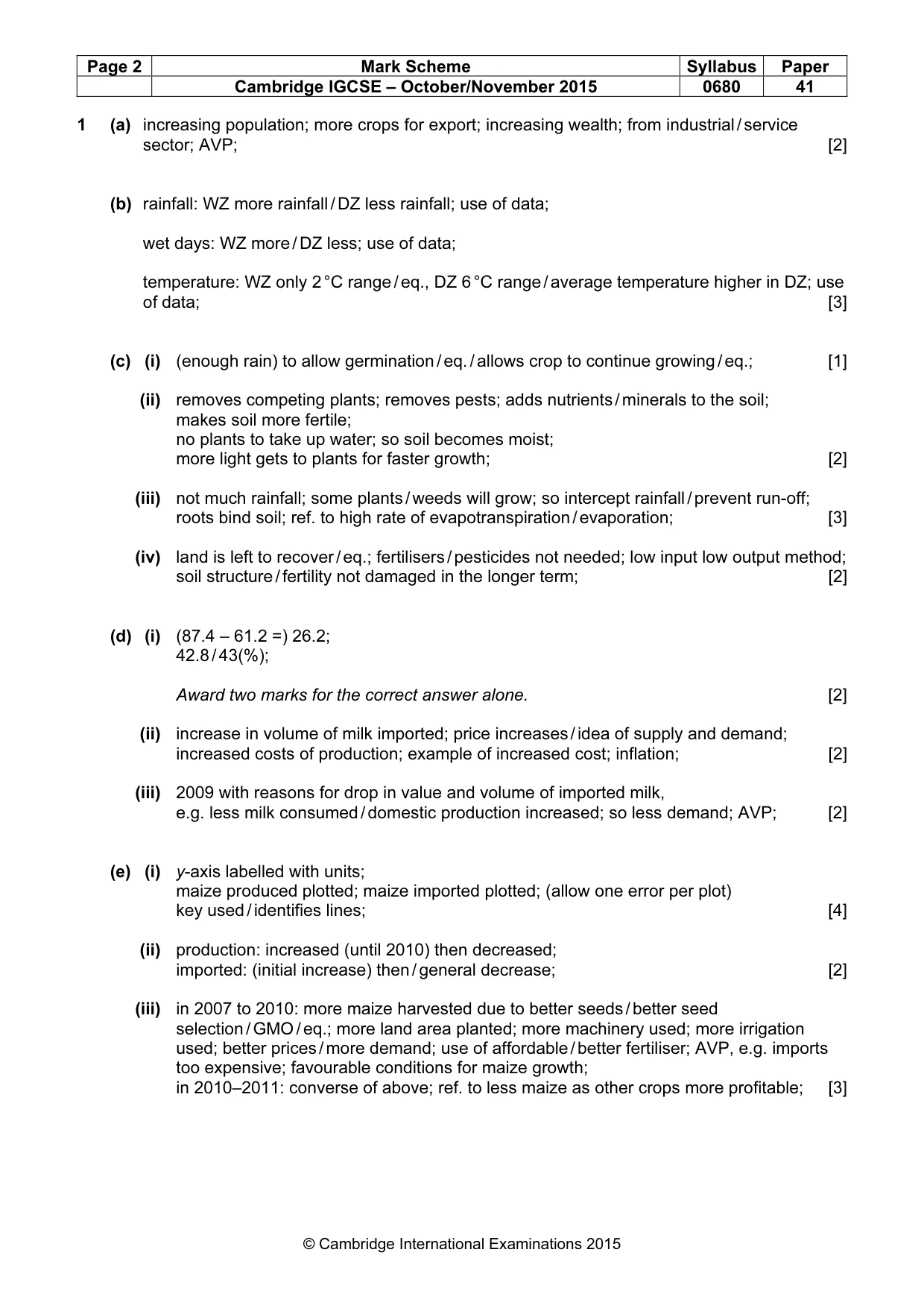 Mark scheme, page 2 of 3