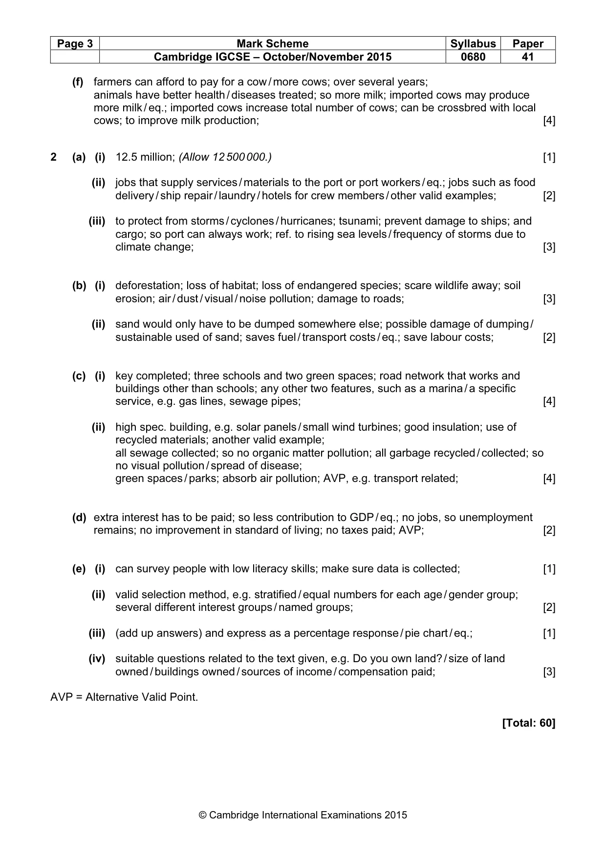Mark scheme, page 3 of 3