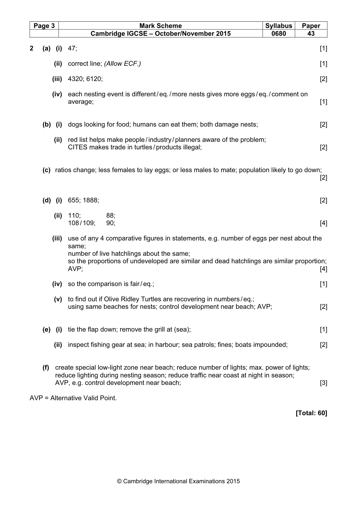 Mark scheme, page 3 of 3