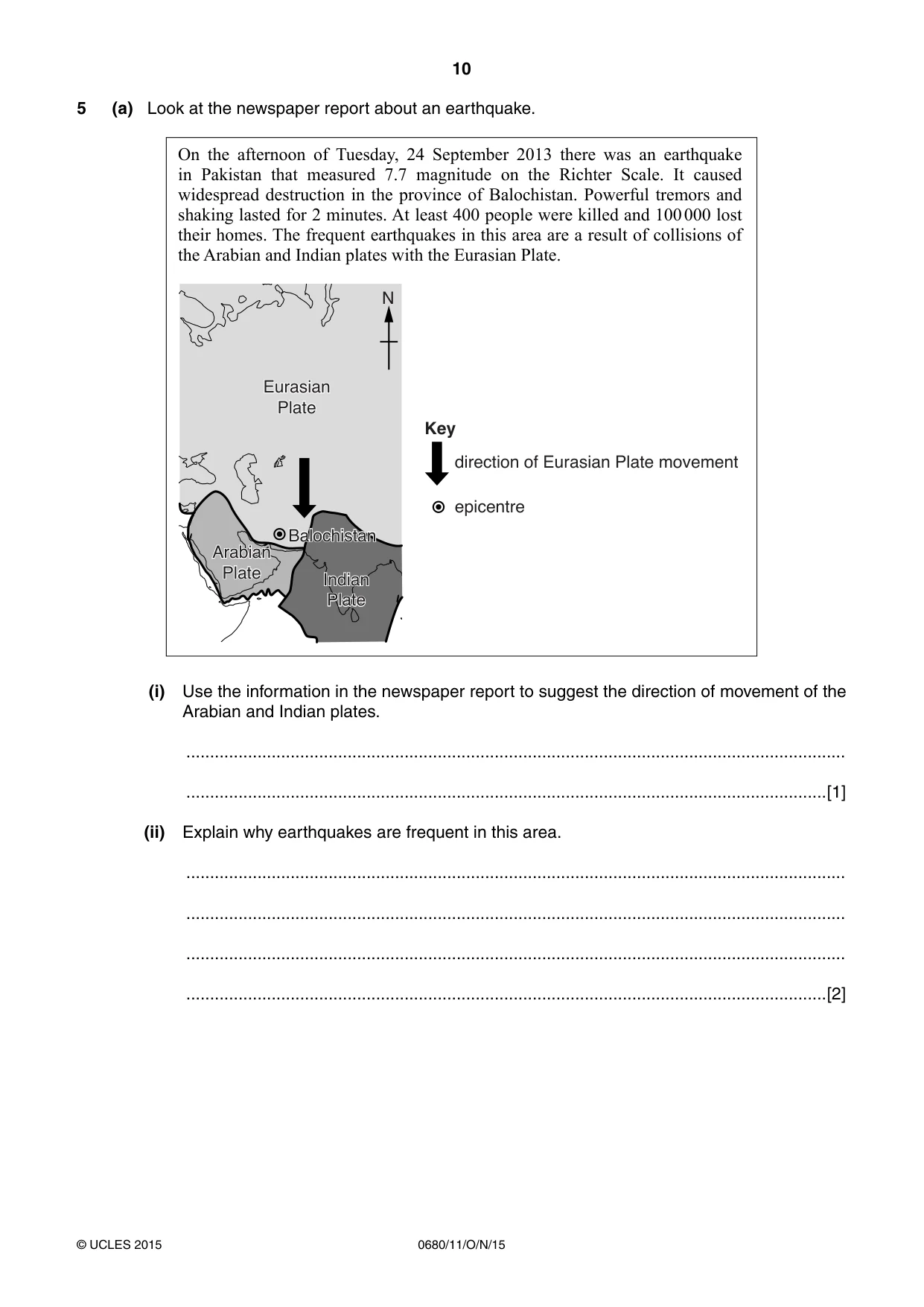 Cambridge IGCSE Environmental Management 0680 2015 Oct/Nov Paper 1 · Variant 1 question paper, page 10 of 16