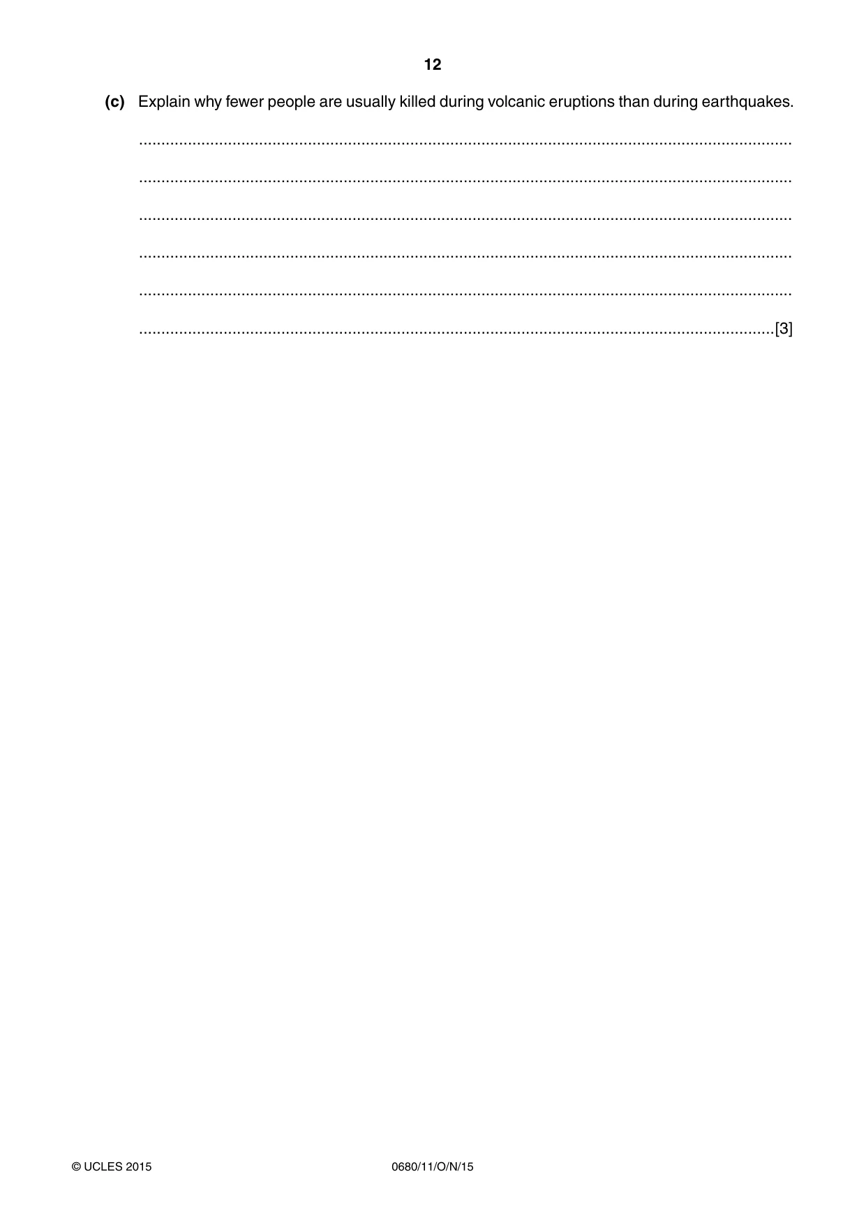 Cambridge IGCSE Environmental Management 0680 2015 Oct/Nov Paper 1 · Variant 1 question paper, page 12 of 16