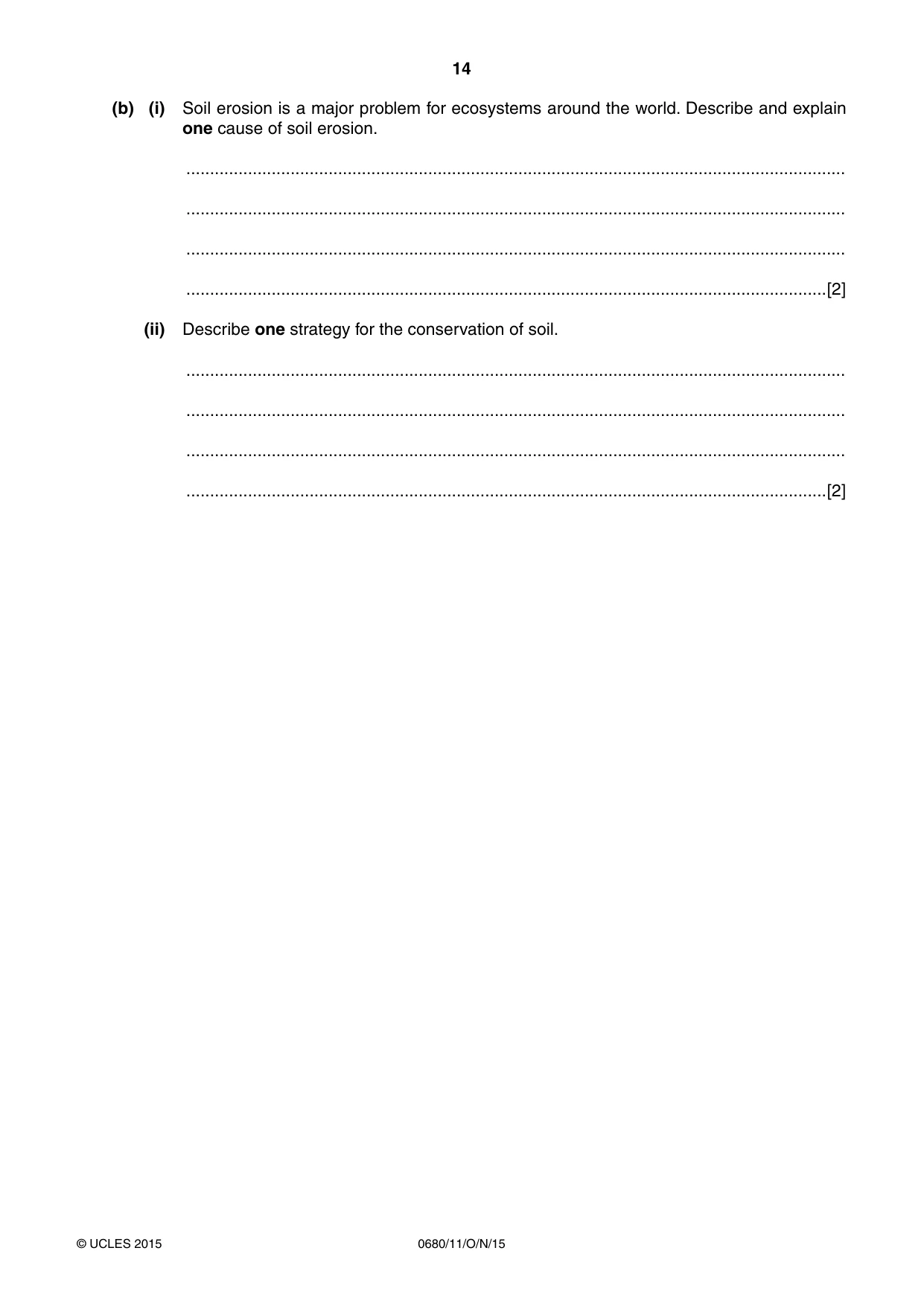 Cambridge IGCSE Environmental Management 0680 2015 Oct/Nov Paper 1 · Variant 1 question paper, page 14 of 16
