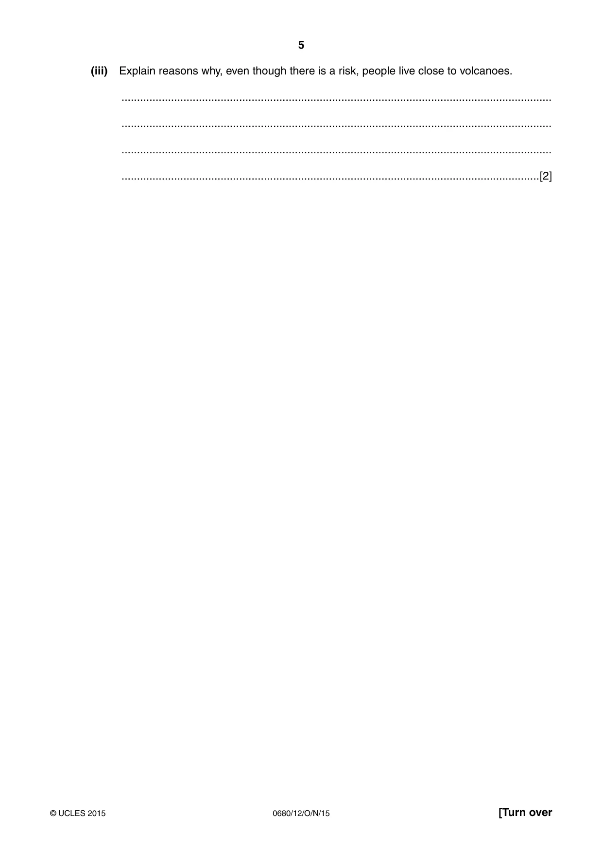 Cambridge IGCSE Environmental Management 0680 2015 Oct/Nov Paper 1 · Variant 2 question paper, page 5 of 16