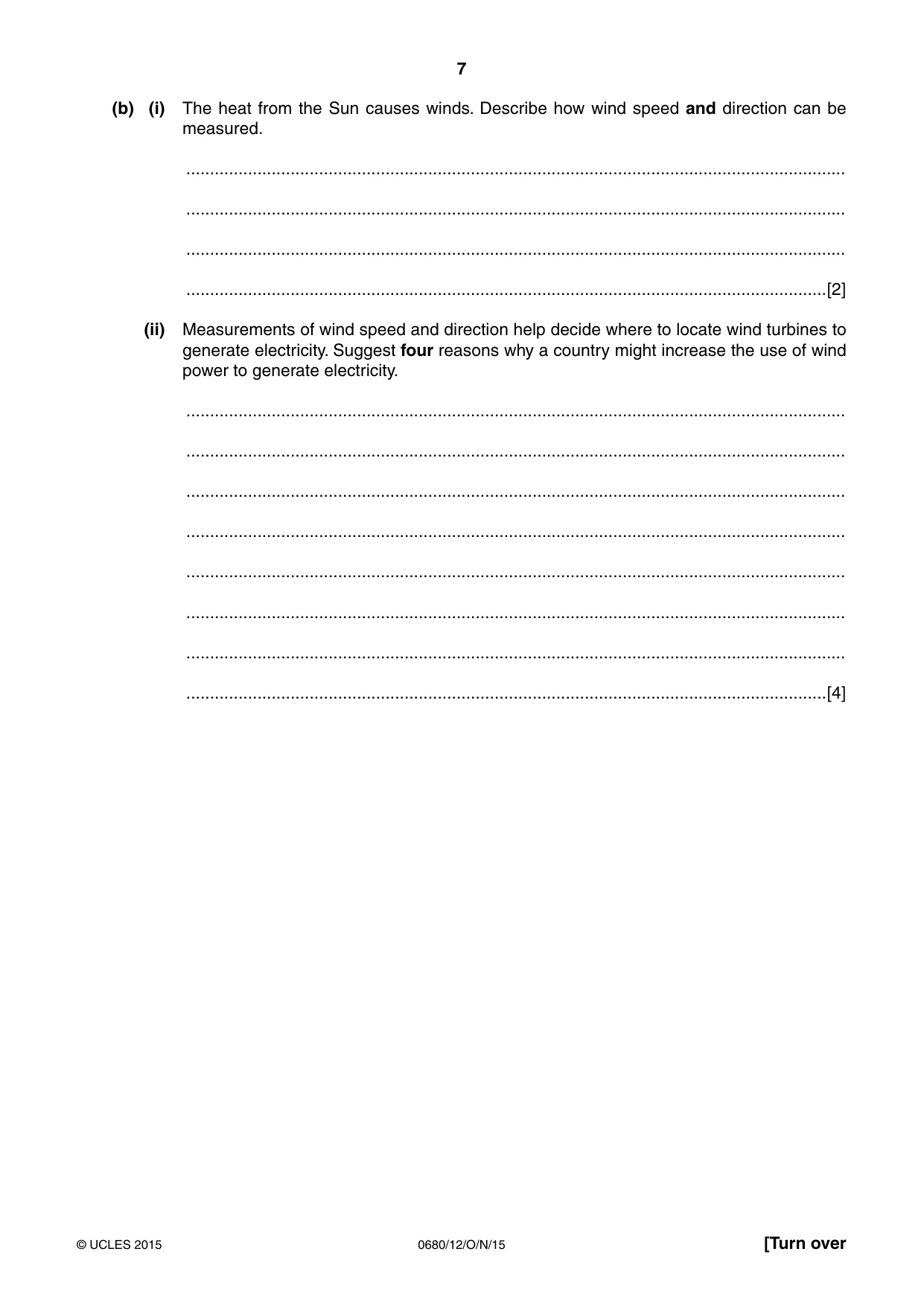 Cambridge IGCSE Environmental Management 0680 2015 Oct/Nov Paper 1 · Variant 2 question paper, page 7 of 16