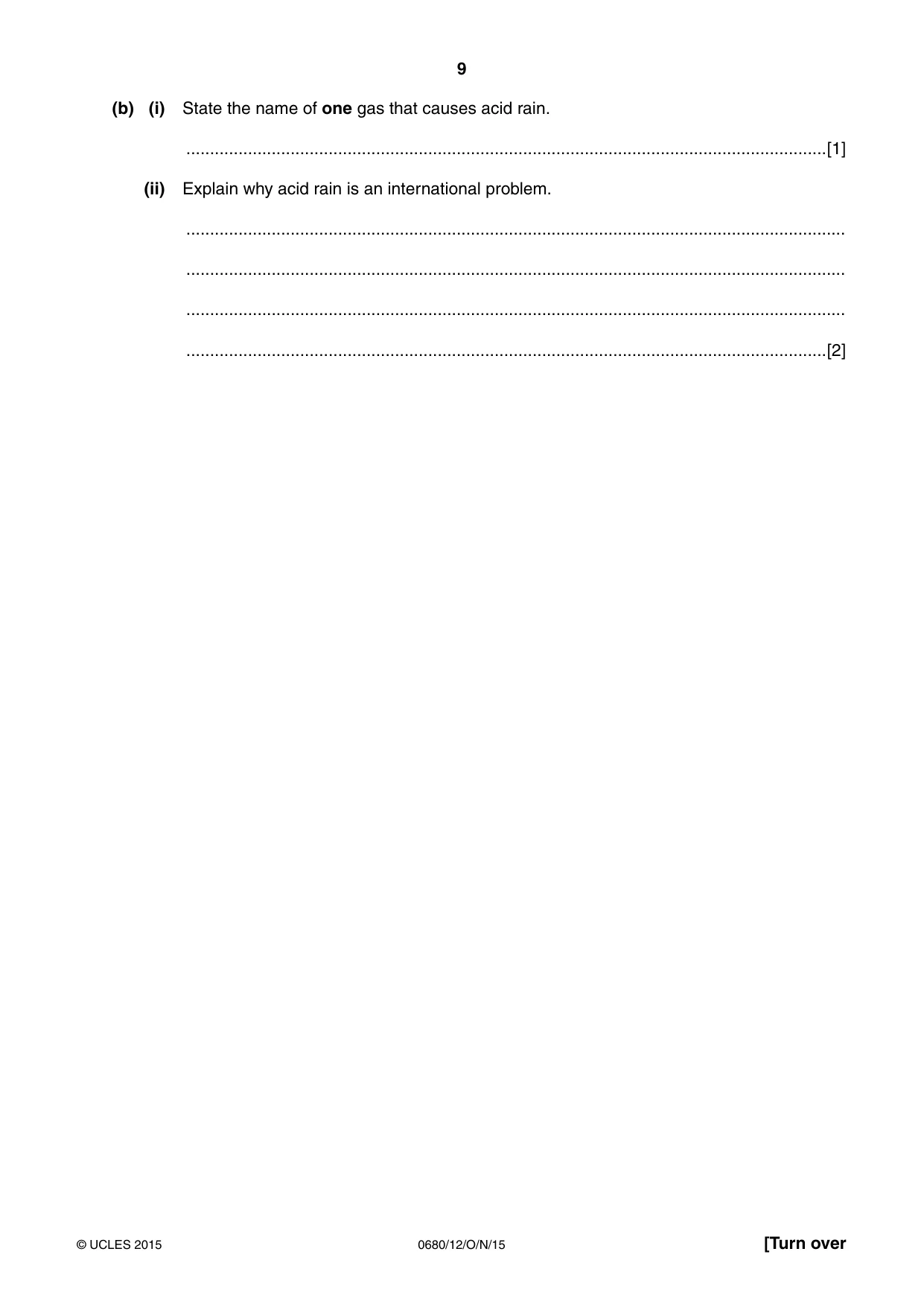 Cambridge IGCSE Environmental Management 0680 2015 Oct/Nov Paper 1 · Variant 2 question paper, page 9 of 16